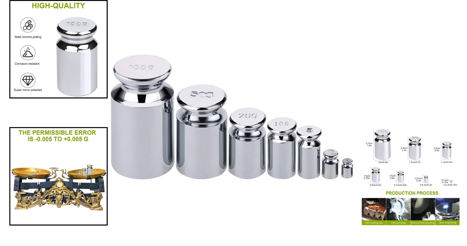 7 Piece Calibration Weights Set for Balance Scales – High Accuracy & Portability