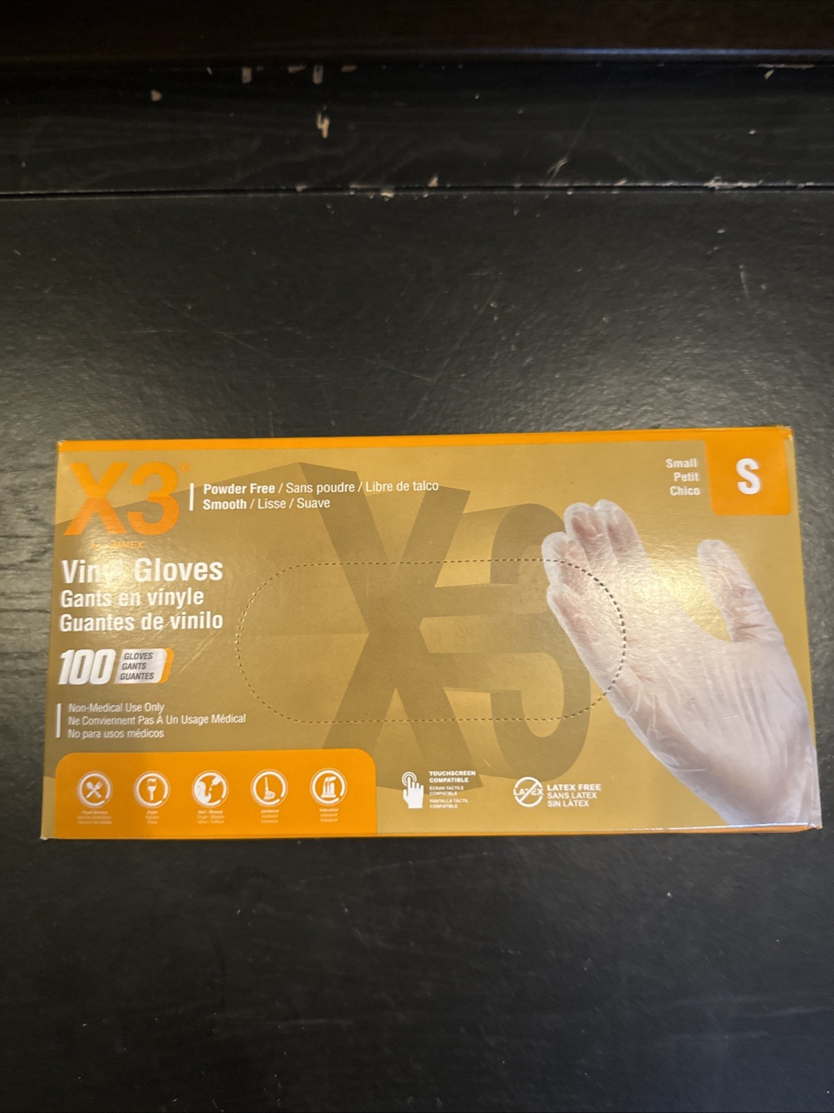 Ammex Vinyl Gloves X3 Powder Free & Latex Free Small 100 Count