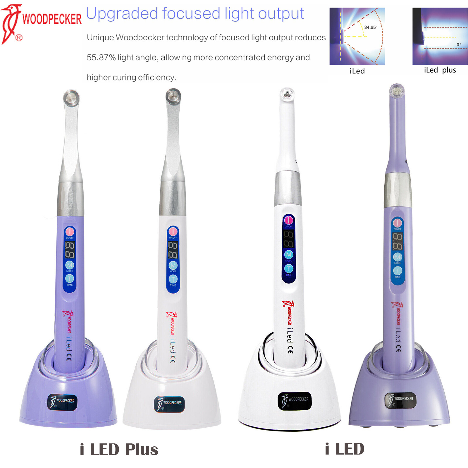 Woodpecker iLED/iLED Plus Dental Curing Light Lamp 1Sec Curing 2500mw Headlight