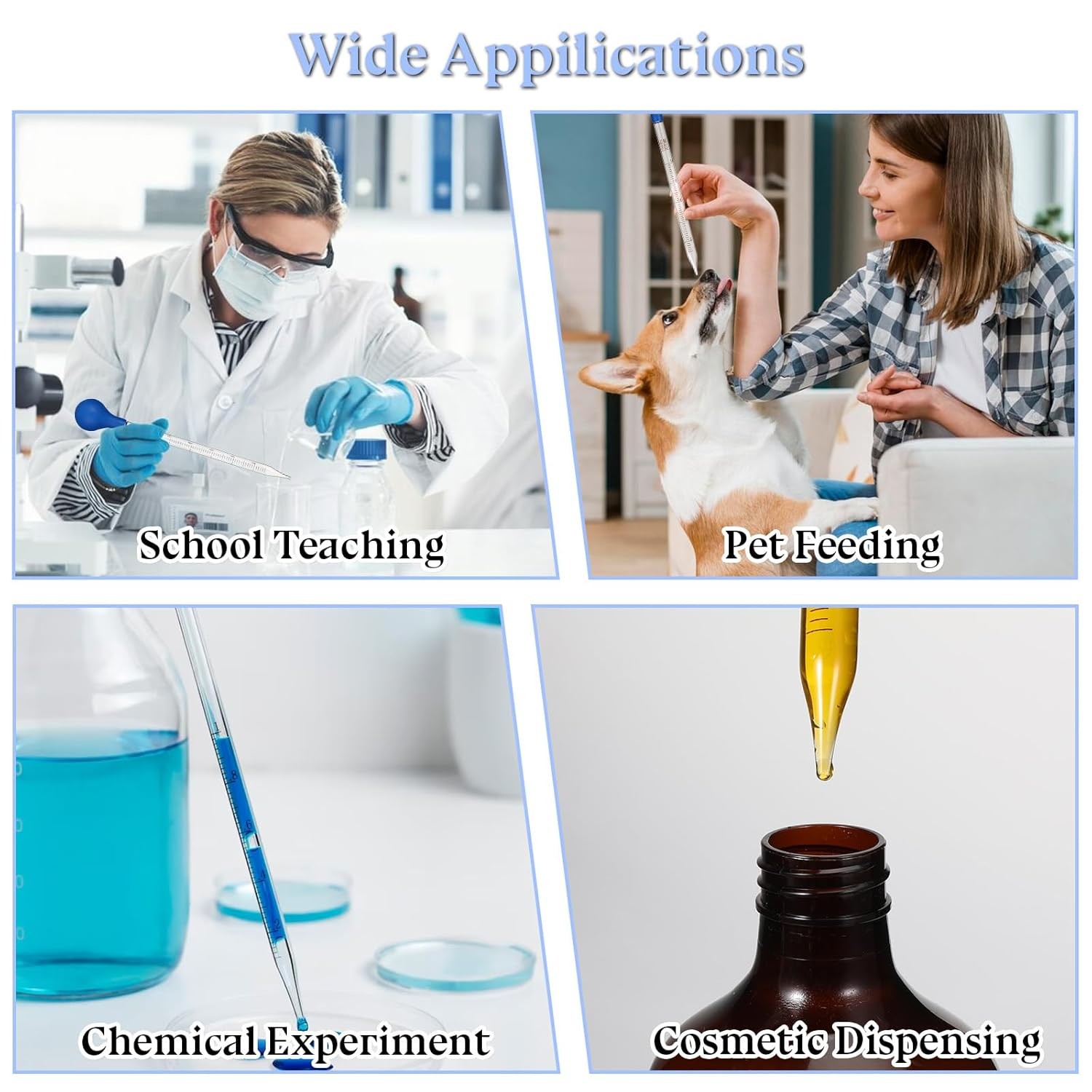3Pcs Glass Pipettes Dropper, 10ml Graduated Liquid Dropper with Rubber Bulb for