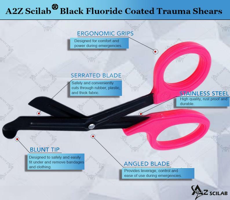 PINK STEALTH Fluoride Black Coated BLADES Trauma Paramedic Shears Scissors 7.5″