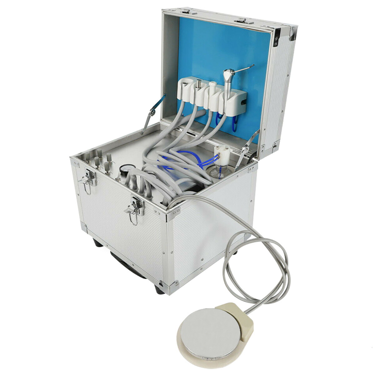 4 Holes Dental Mobile Delivery Unit Portable Rolling Box Air Compressor Suction