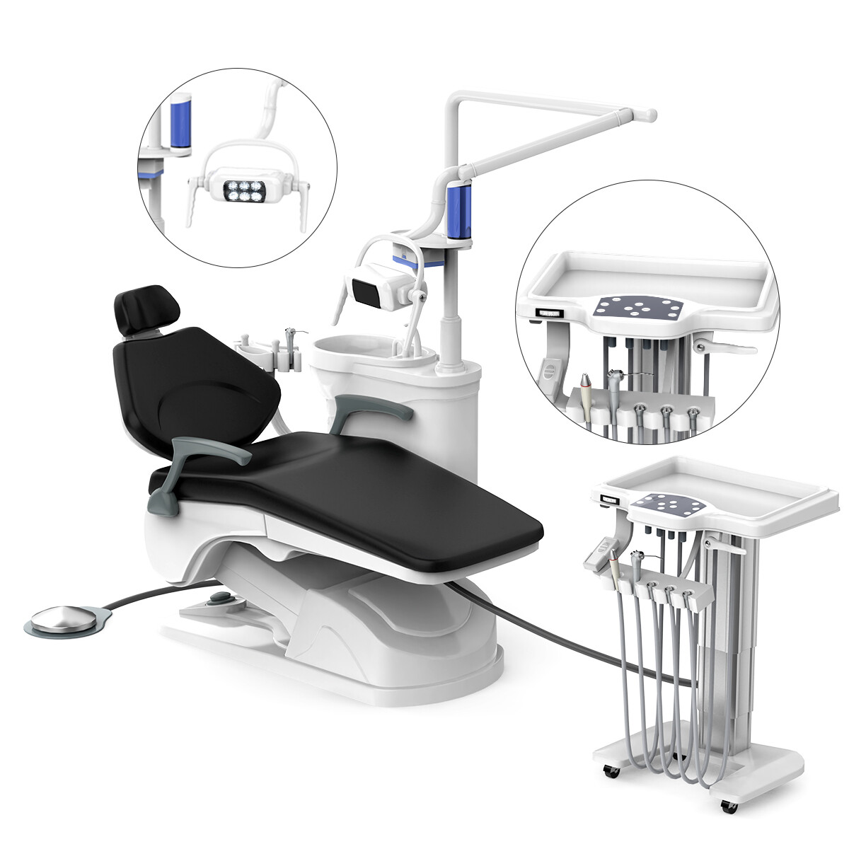 Dental Unit Chair Computer Controlled Motor Hard Leather+Mouth Sweeping Trolley
