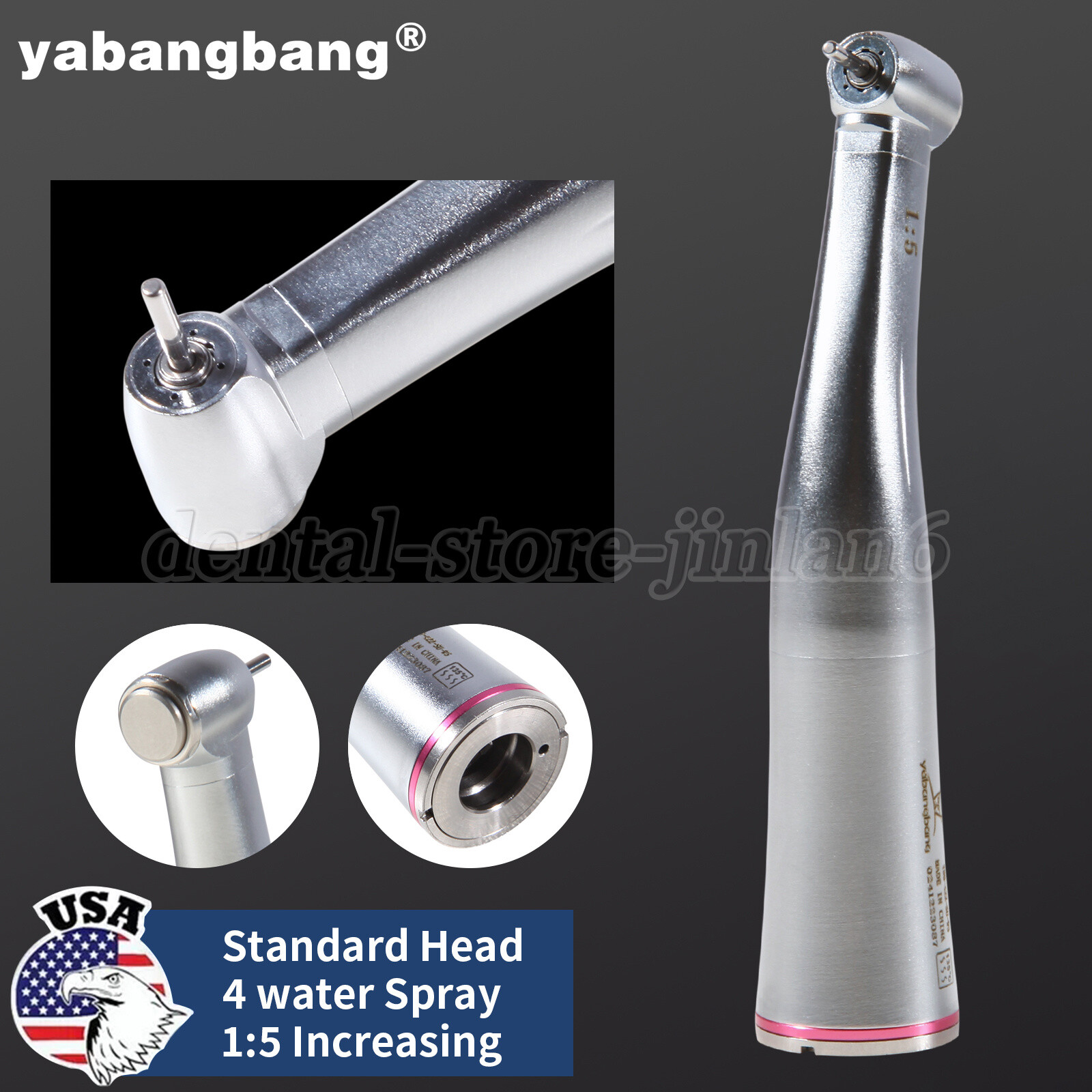 MINI Dental 1:5 Ratio Increasing Contra Angle Handpiece fit NSK Red Ring USA