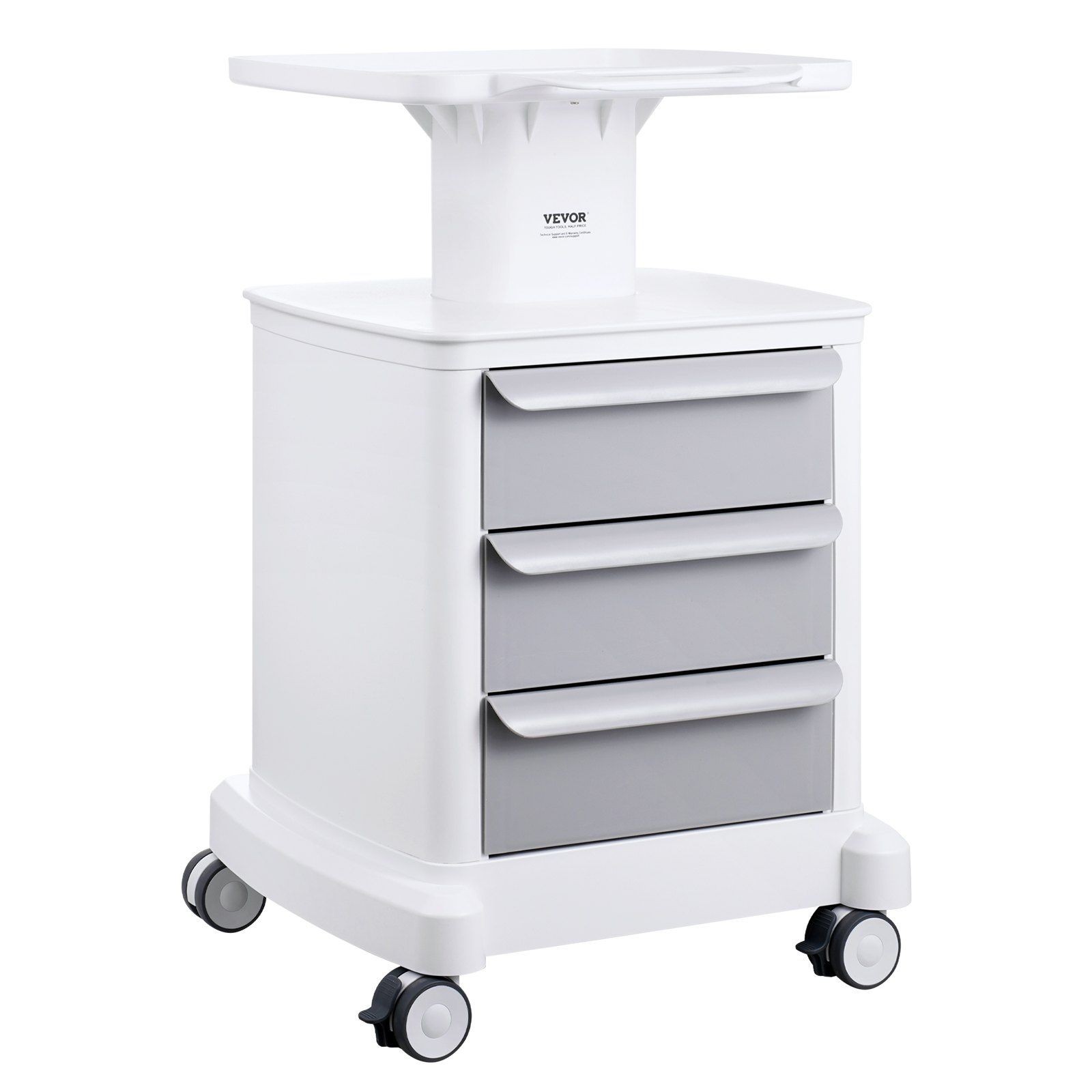 Mobile Medical Cart: 4-Tier ABS Lab Utility Cart with Locking Wheels & Drawers