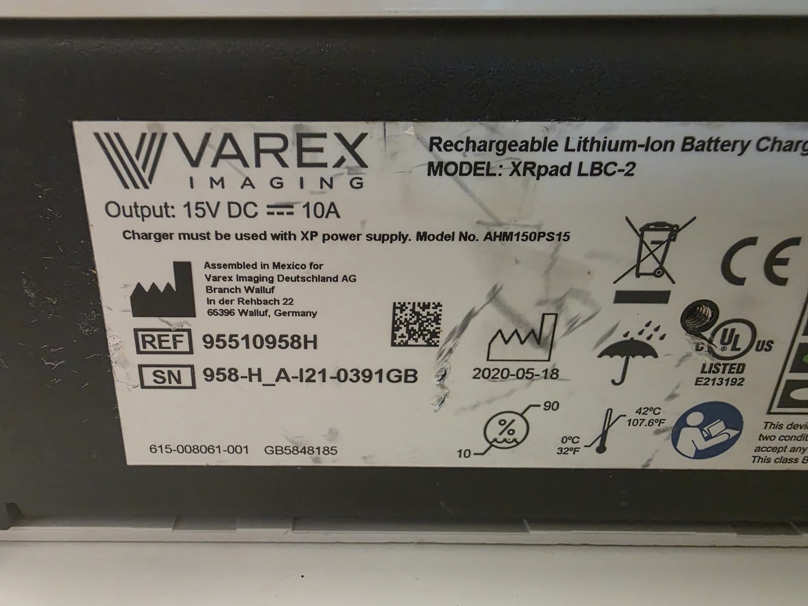 GE Varex Imaging Rechargeable Li-Ion Battery Charger XRpad LBC-2 95510958H