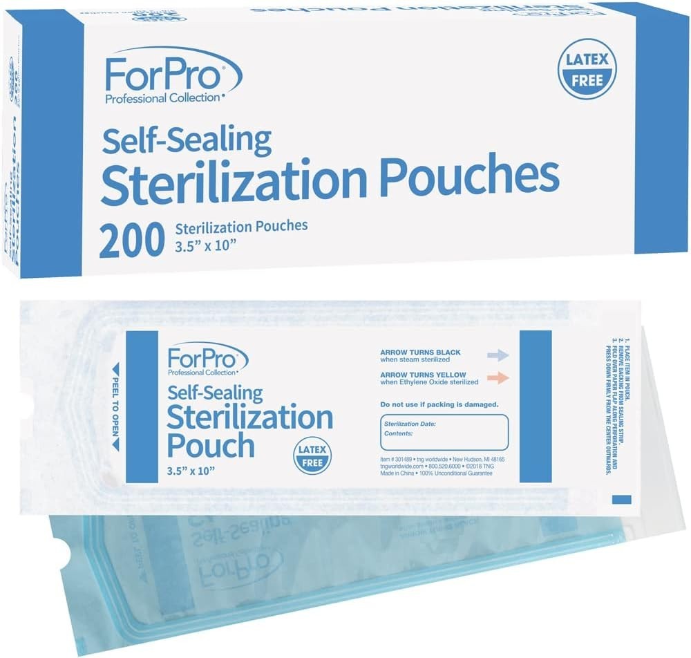 ForPro 3.5×10-In Self-Sealing Autoclave Bags, 200ct Sterilization Pouches