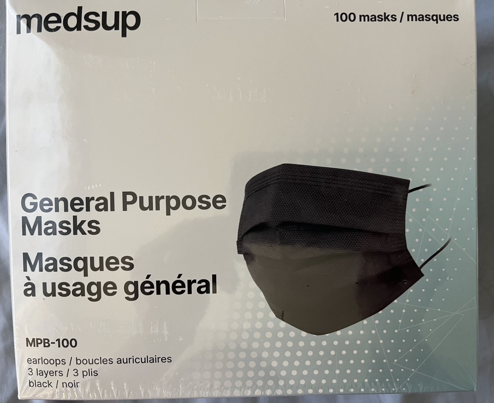 General Purpose Mask Mpb-100. 3 layer Black Hypoallergenic Made In China 🇨🇳