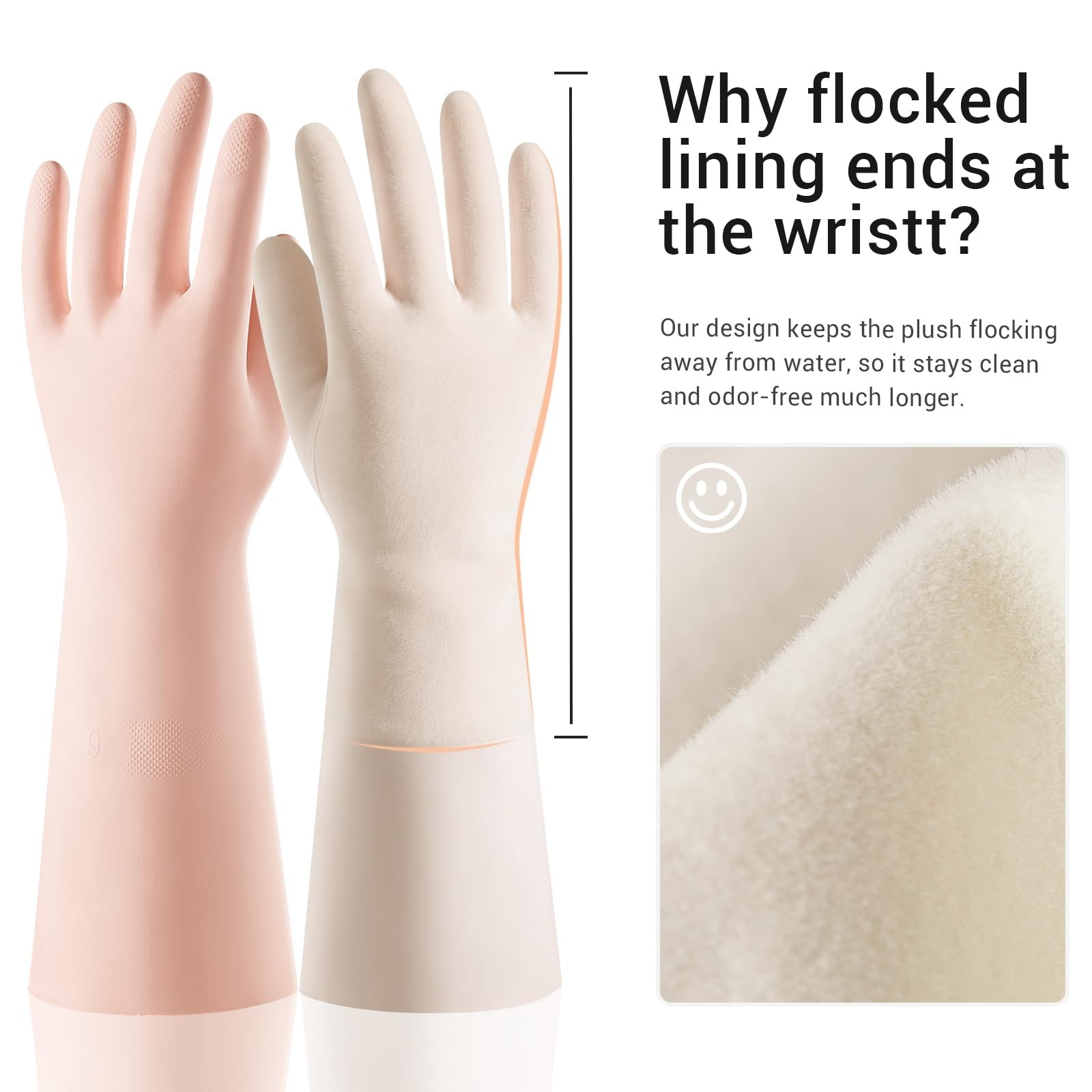 2 Pair Nitrile Dishwashing Cleaning Gloves, with Cotton Flocked Liner, Reusab…