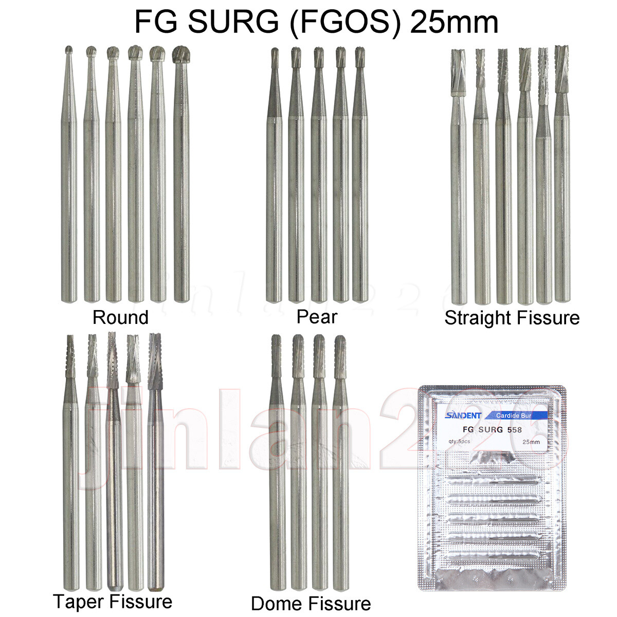 Carbide Bur, FG, #1/4, 1/2, 1, 2, 4, 6, 8 Bur, Round Dental