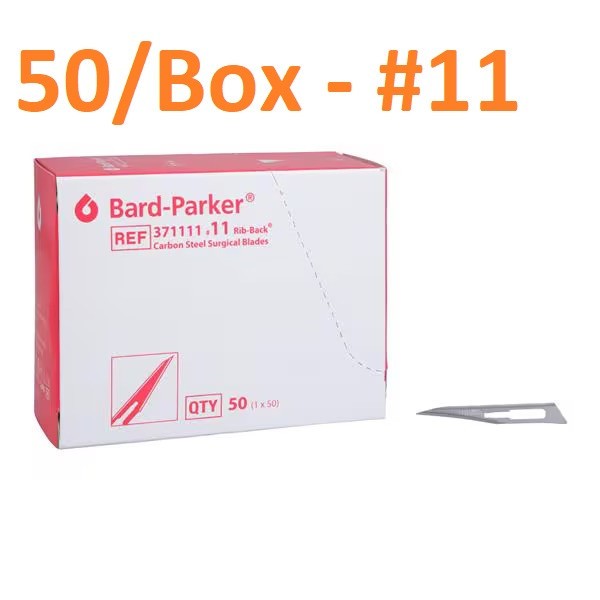 Bard Parker #11 Carbon Steel Surgical Dental Scalpel Blade, 50/PK, #371111