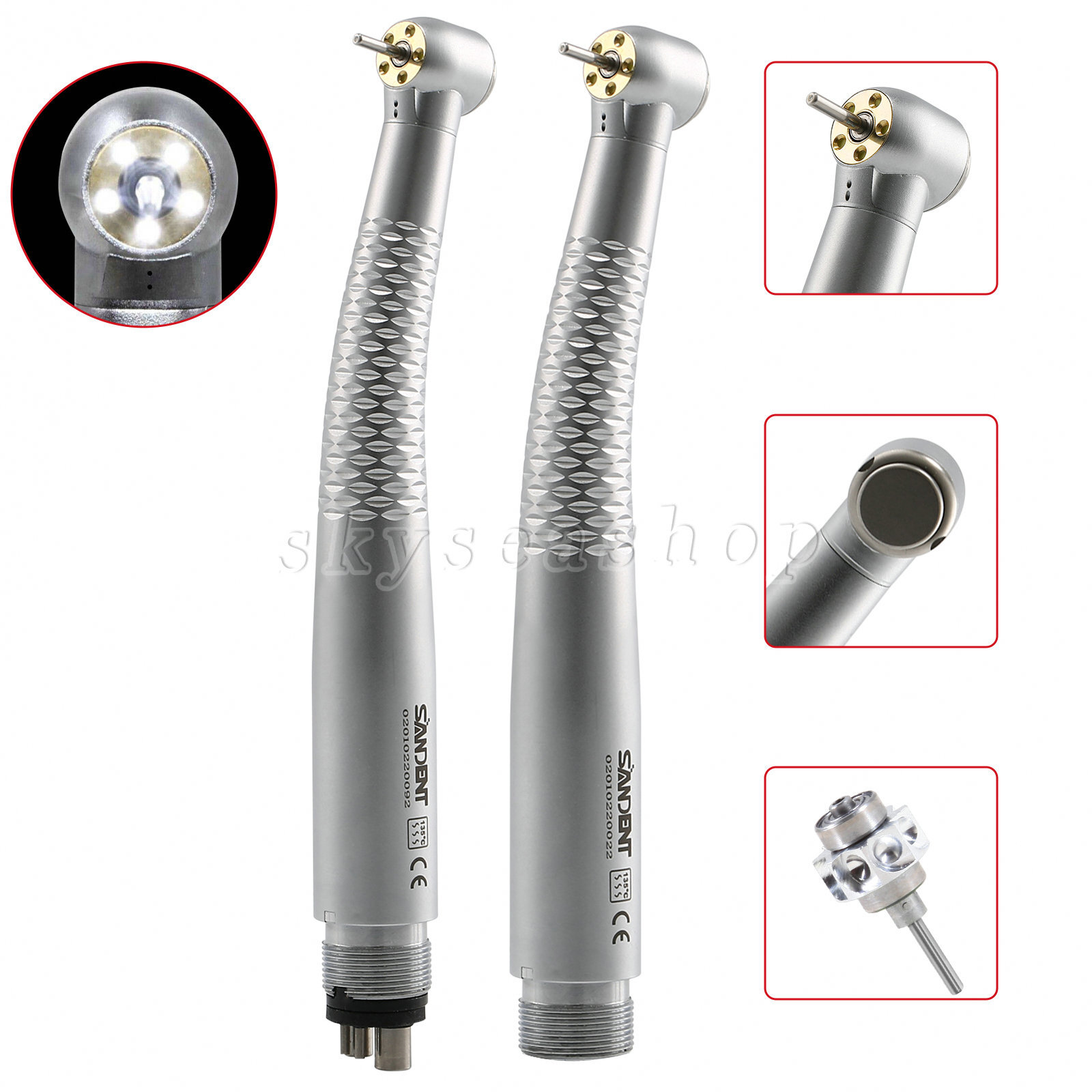 W/H Style Dental LED E-generator High Speed Handpiece 5*Bulb Fiber Optic / Rotor
