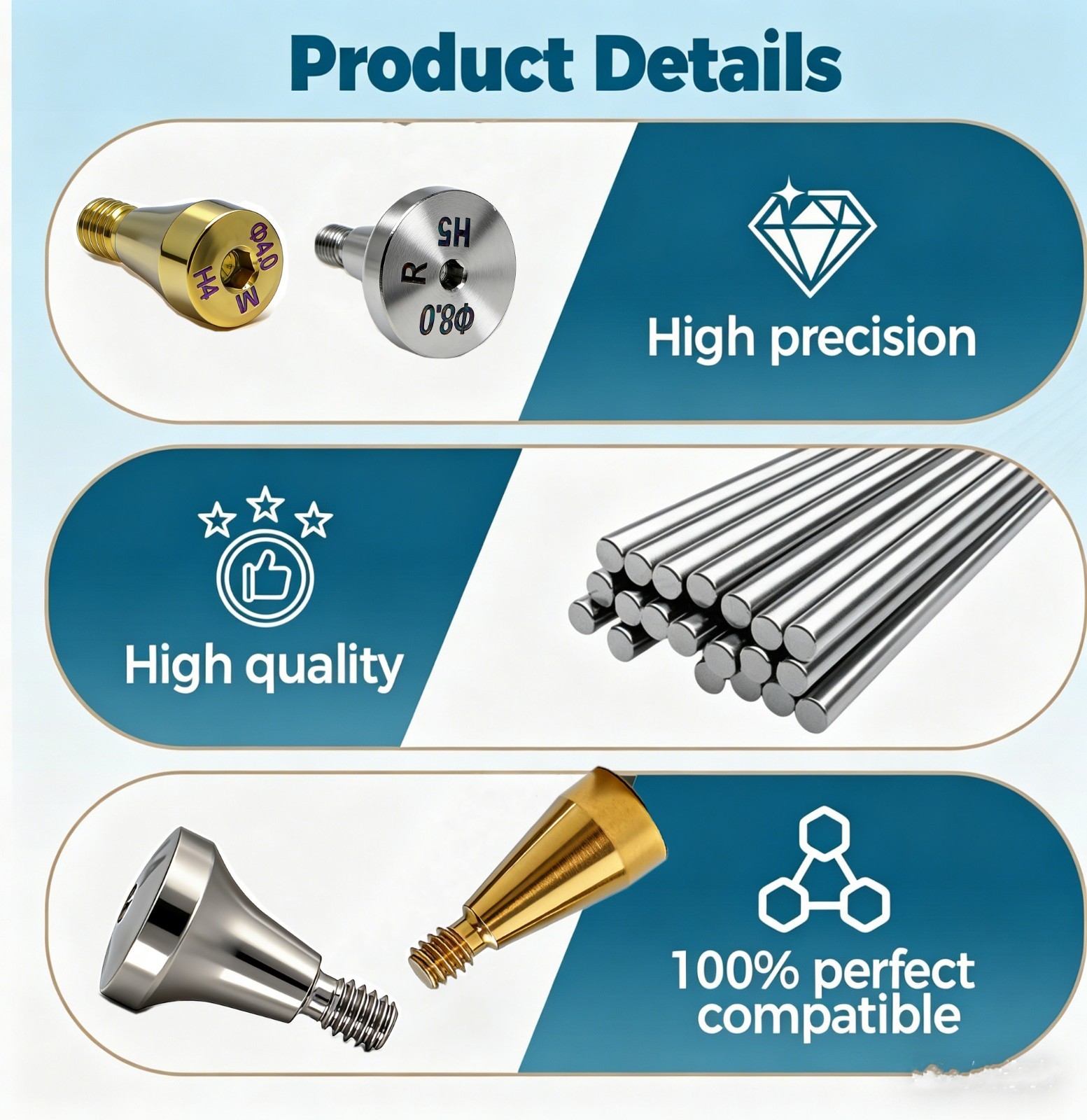 US Osstem Hiossen Dental Healing Abutment Cover Screw Mini Regular Compatible
