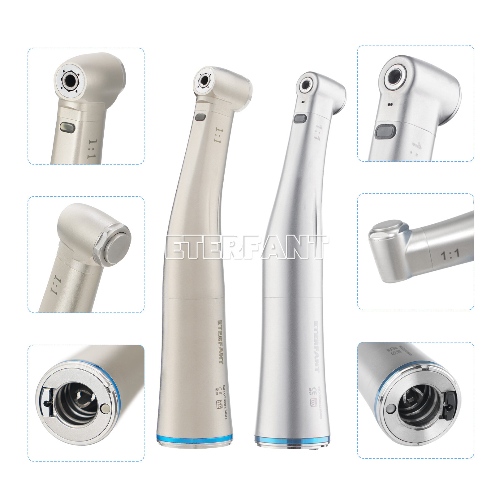 ETERFANT Dental 1:5/1:1Fiber Optic LED Contra Angle Handpiece NSK Electric Motor