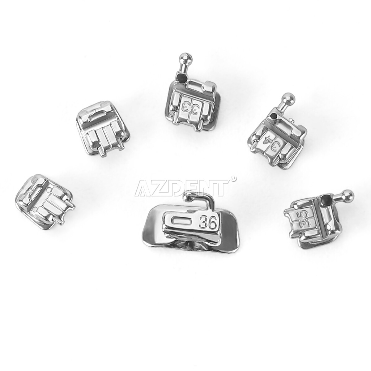 AZDENT Dental Ortho MINI Self-Ligating Brackets Brace 0.022″-Roth/ MBT Hooks 345