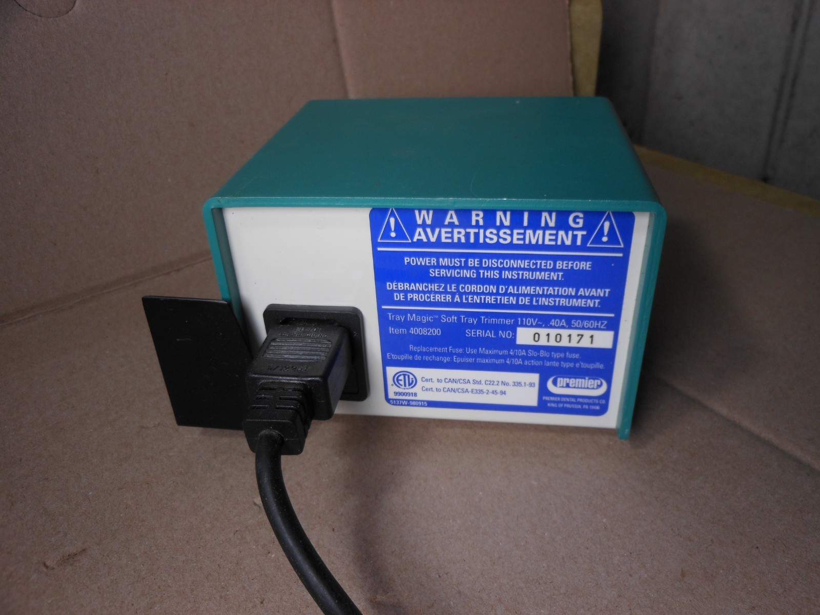 TRAY MAGIC SOFT TRAY TRIMMER Model 4008200 – Powers On Untested – Incomplete