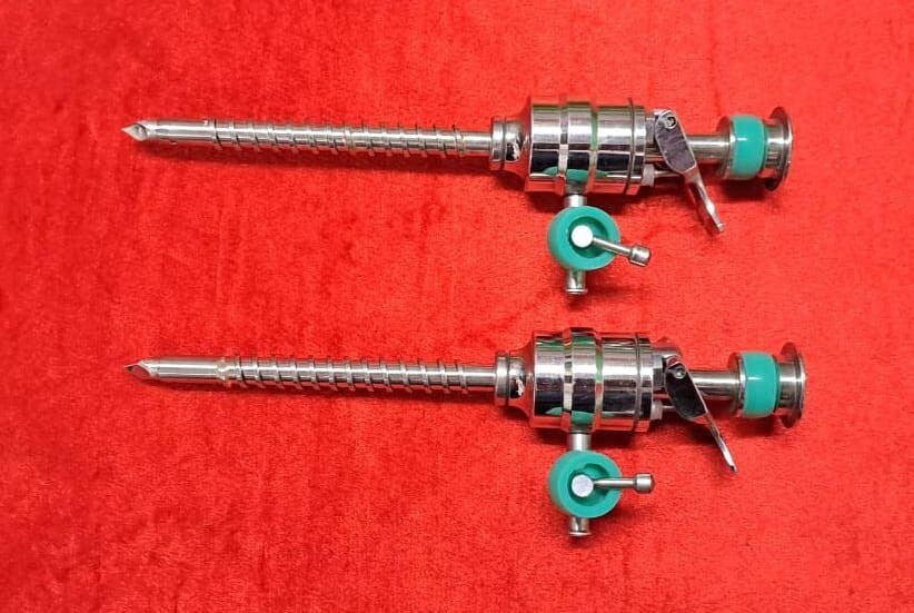 Laparoscopic Spiral Trocar Cannula 5mm Stainless Steel Reusable Instrument-2 nos