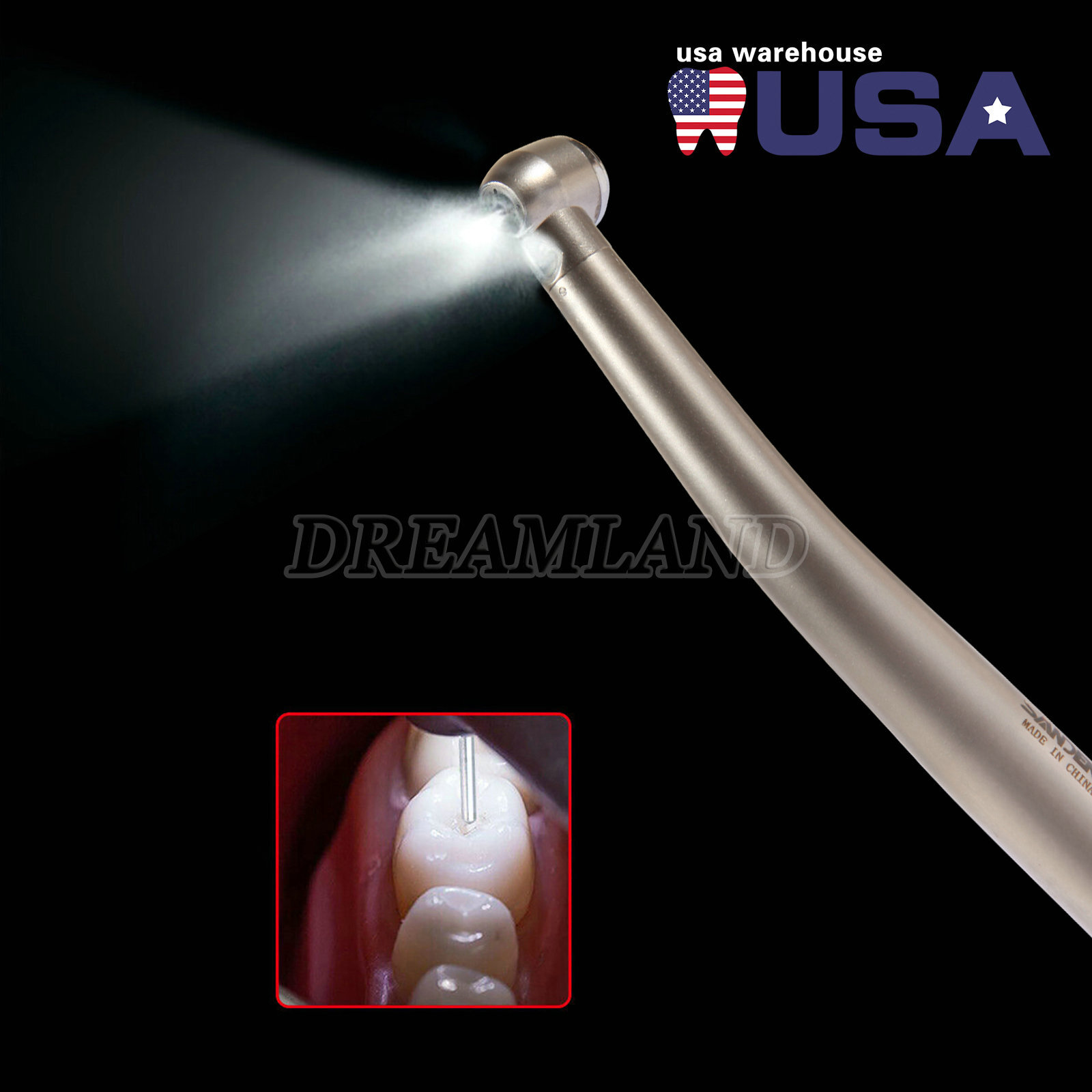 Pieza de mano LED turbina alta velocidad fibra óptica dental estilo NSK 4 HOLES