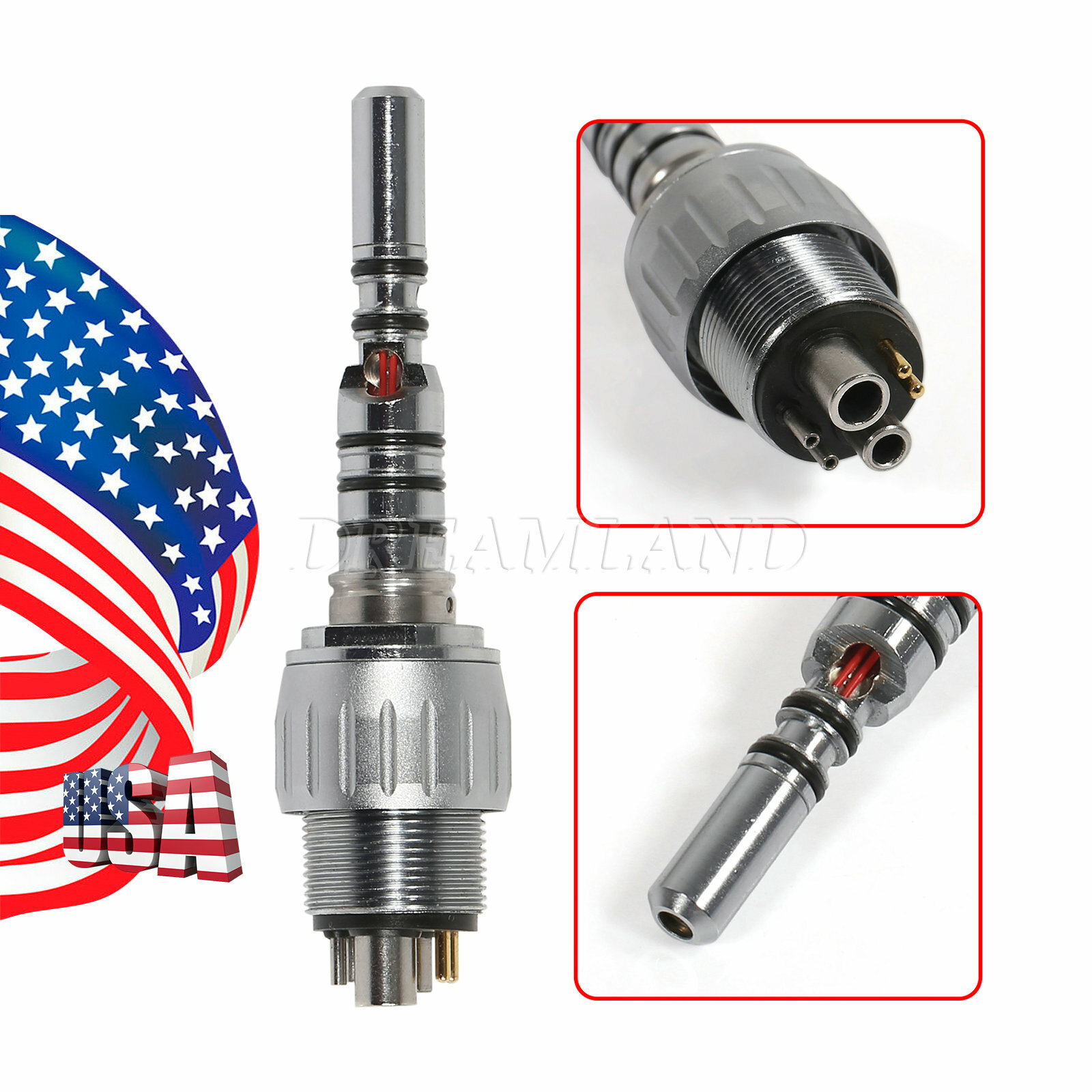 New 6-Hole Quick Coupler with LED Light for KaVo Fiber Optic Dental Handpiece