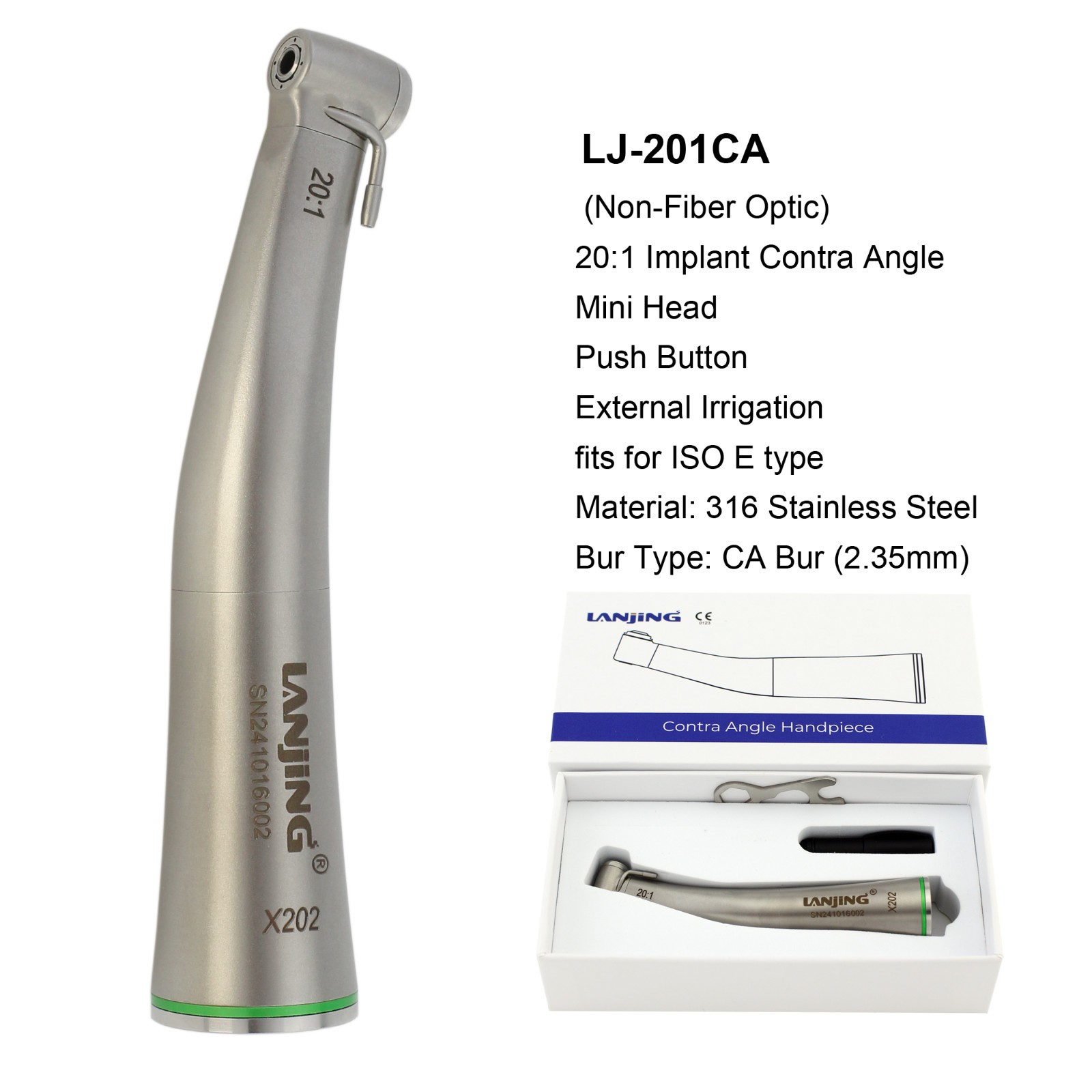 Dental 32:1 20:1 Implant Handpiece Surgical Contra Angle NSK E type Non-optic
