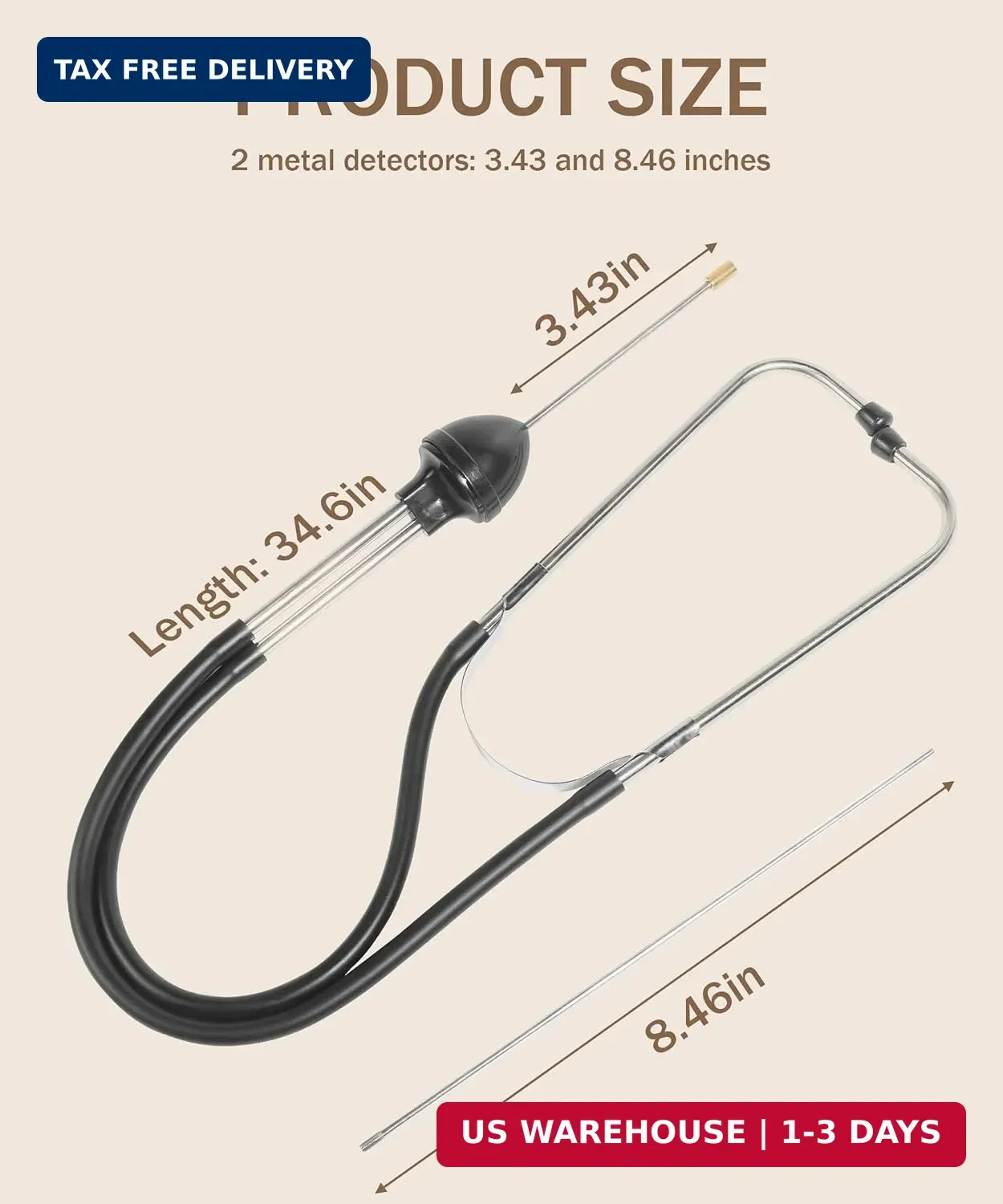 Automotive Engine Stethoscope, Mechanics Stethoscope Kit Black
