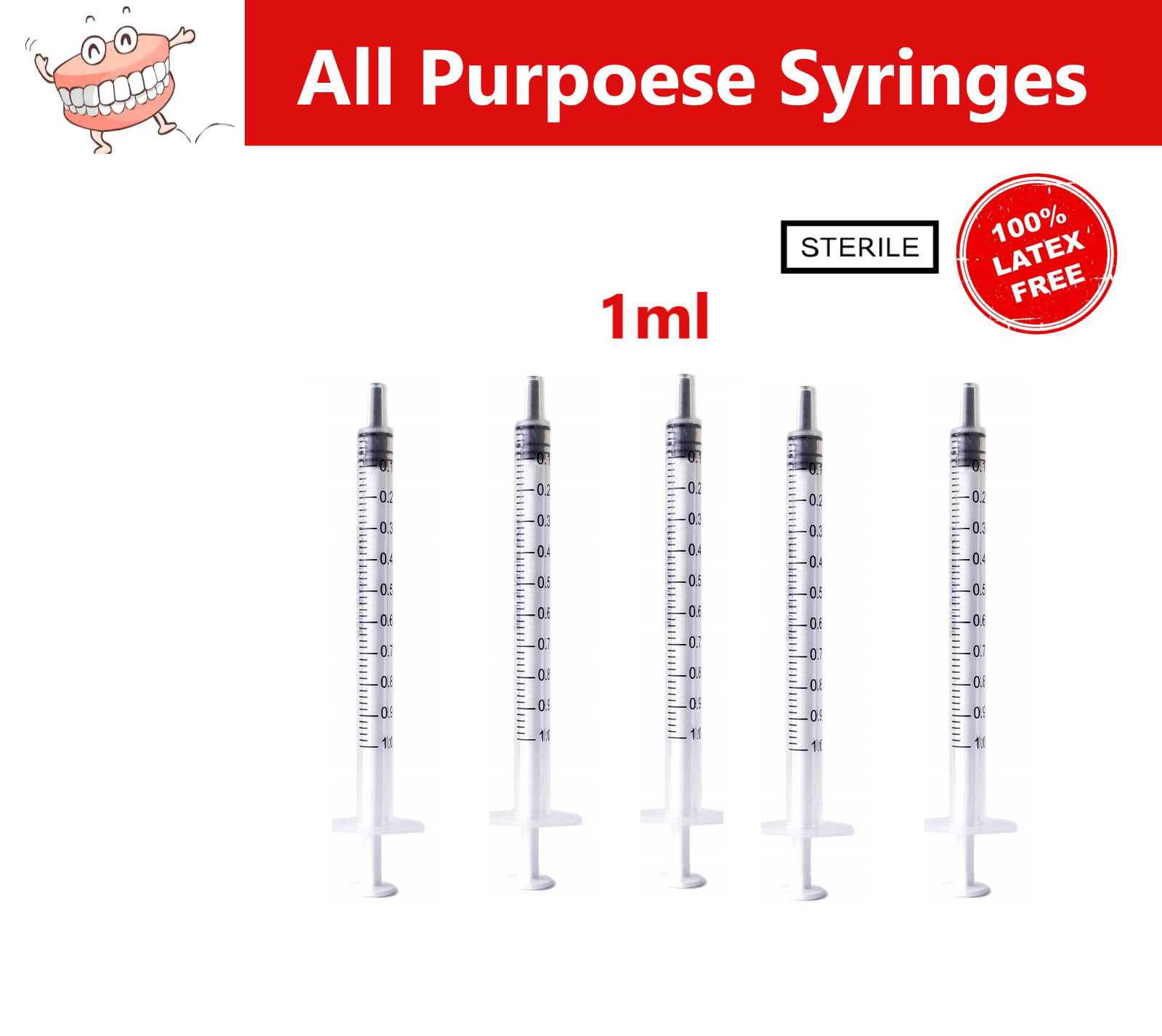 1ml / 1cc Syringe (No Needle) 3cc, 5cc, 10cc, 20, cc, 60cc, Choose Size & Pack