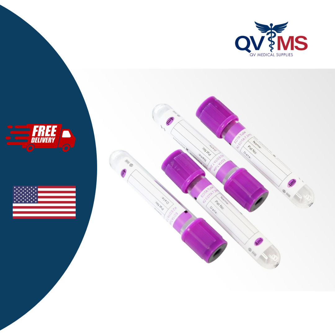 Vacuum Blood Collection Tube K2 EDTA Additive 13x75mm 4mL Purple/Lavender 200pcs