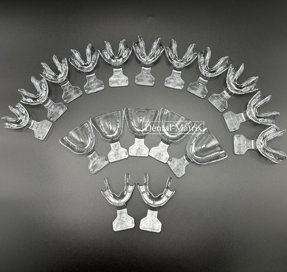 Dental Impression Trays Frame Cut Back Edentulous Jaw Full Denture Clear 18pcs