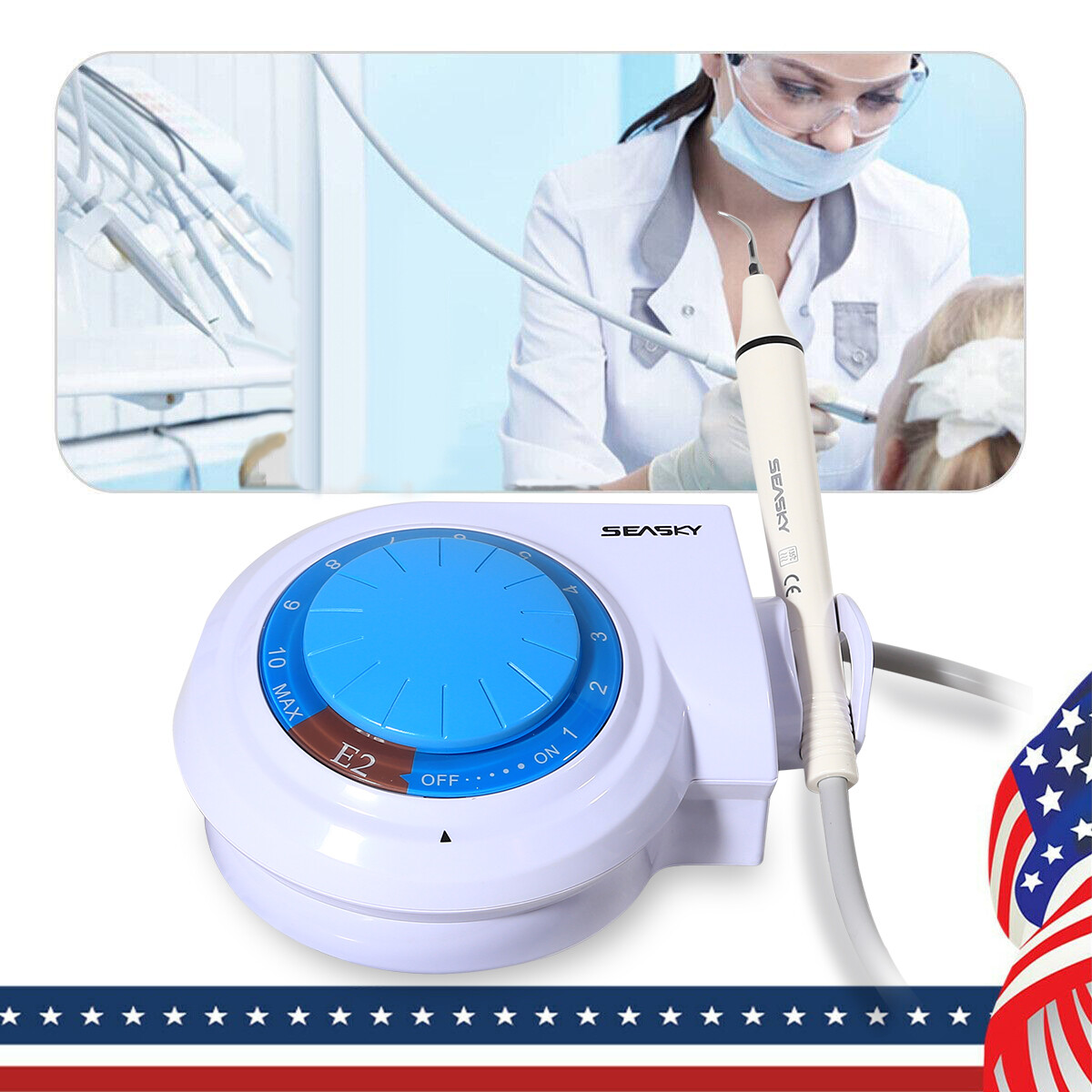 Dental Ultrasonic Piezo Scaler Handpiece 5*Scaling Tips fit Cavitron EMS FDA E2+