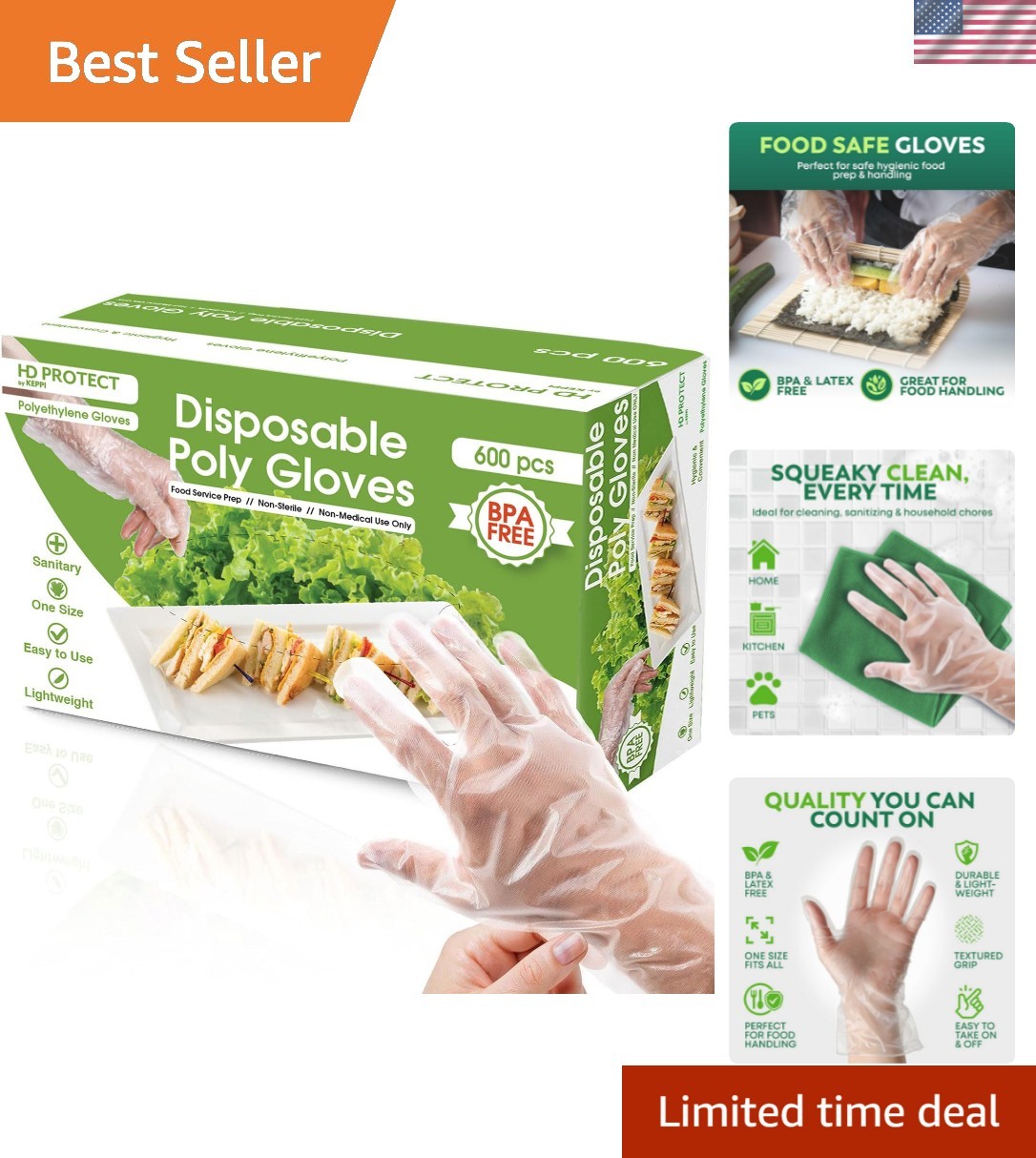 600 Pack Disposable Food Prep Gloves – Clear Polyethylene, Latex-Free, BPA-Fr…