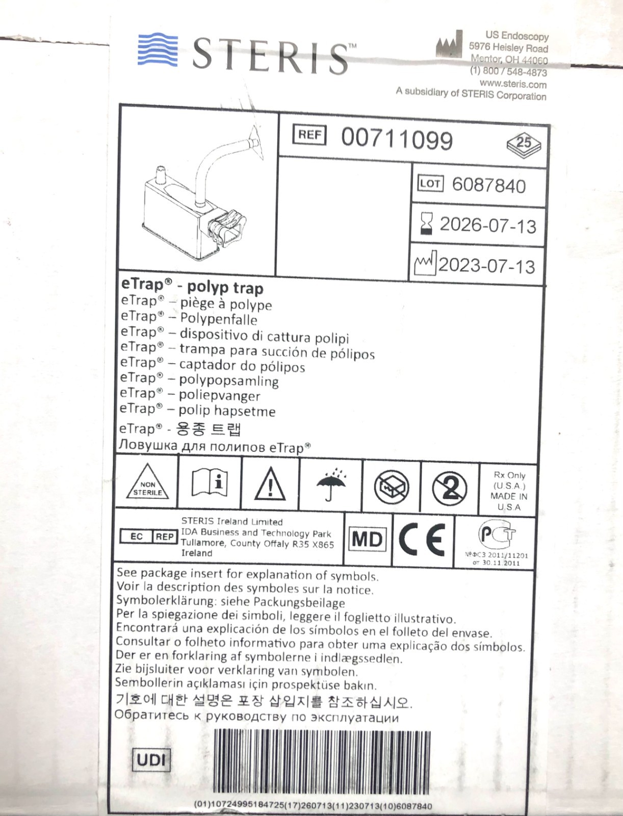 Case of 25 STERIS Trap 00711099 Exp.2026-7