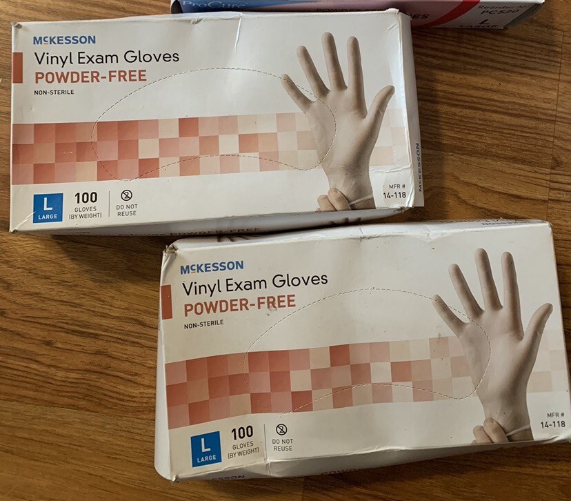 2 Boxes – McKesson Vinyl Exam Powder Free Gloves Large (Pack of 100) (14-118)
