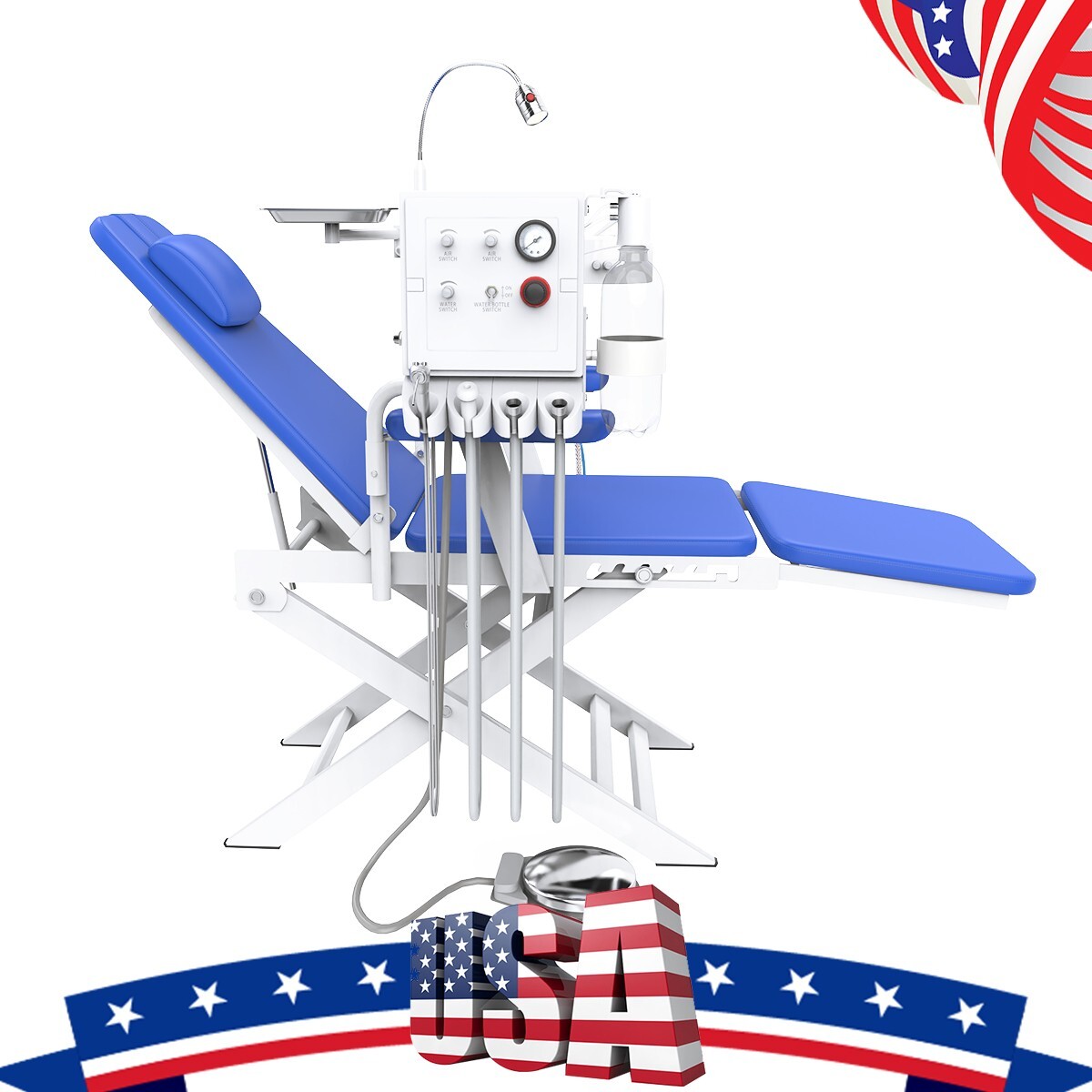 Dental Portable Mobile Chair Air Turbine 4 Hole Rechargeable LED Light/Handpiece