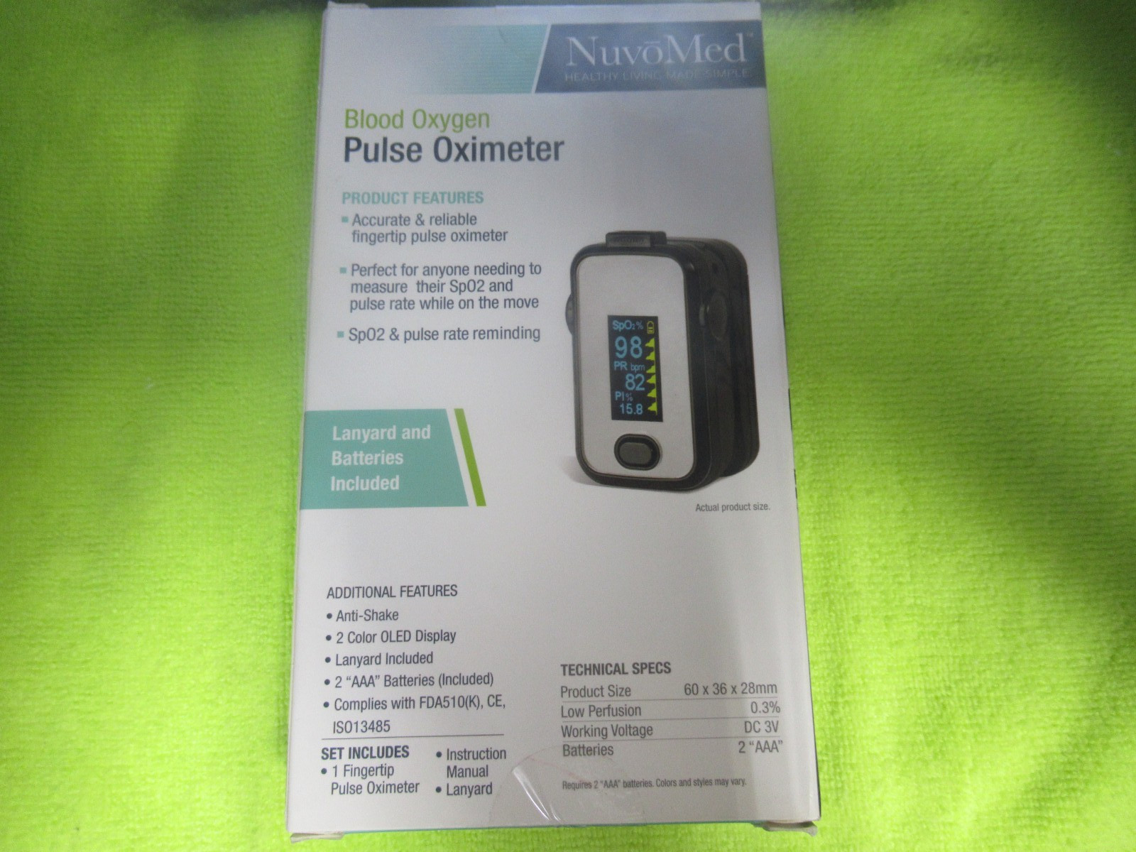 NEW NuvōMed Blood Oxygen Pulse Oximeter Digital Display FDA510(K) Compliant