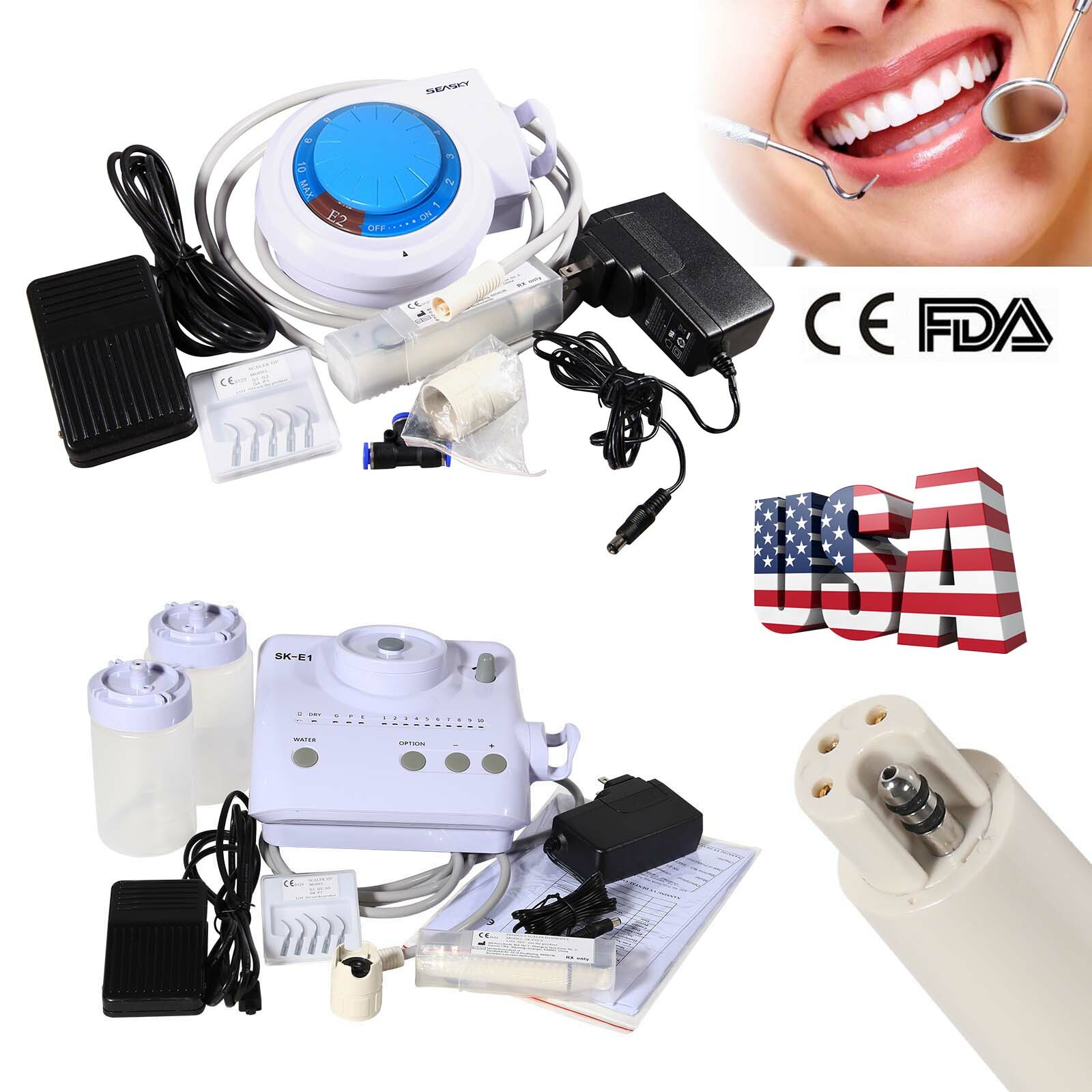 FDA Dental Ultrasonic Piezo Scaler fit Cavitron EMS Handpiece Detachable E1-E2