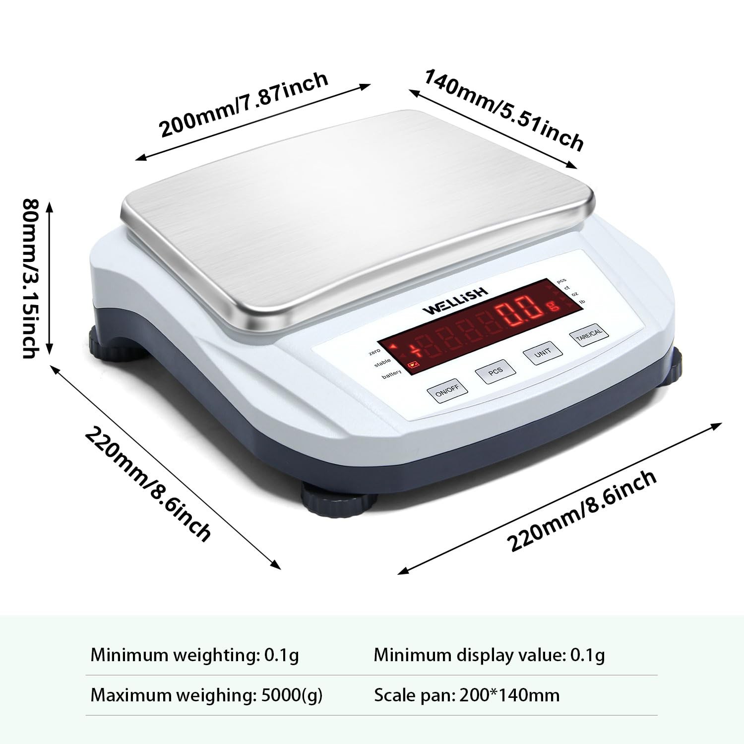 Lab Scale 5000g/0.1g High Precision Digital Scale Analytical Balance Electron…
