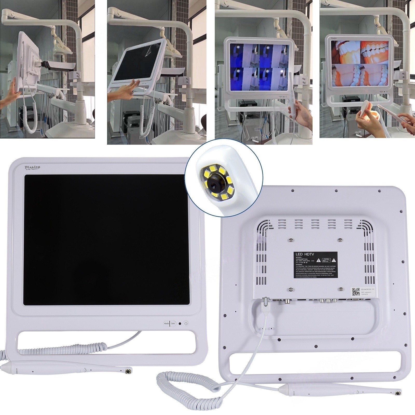 All-in-One Dental Oral Camera System HD 17 Inch Monitor & Steel Holder