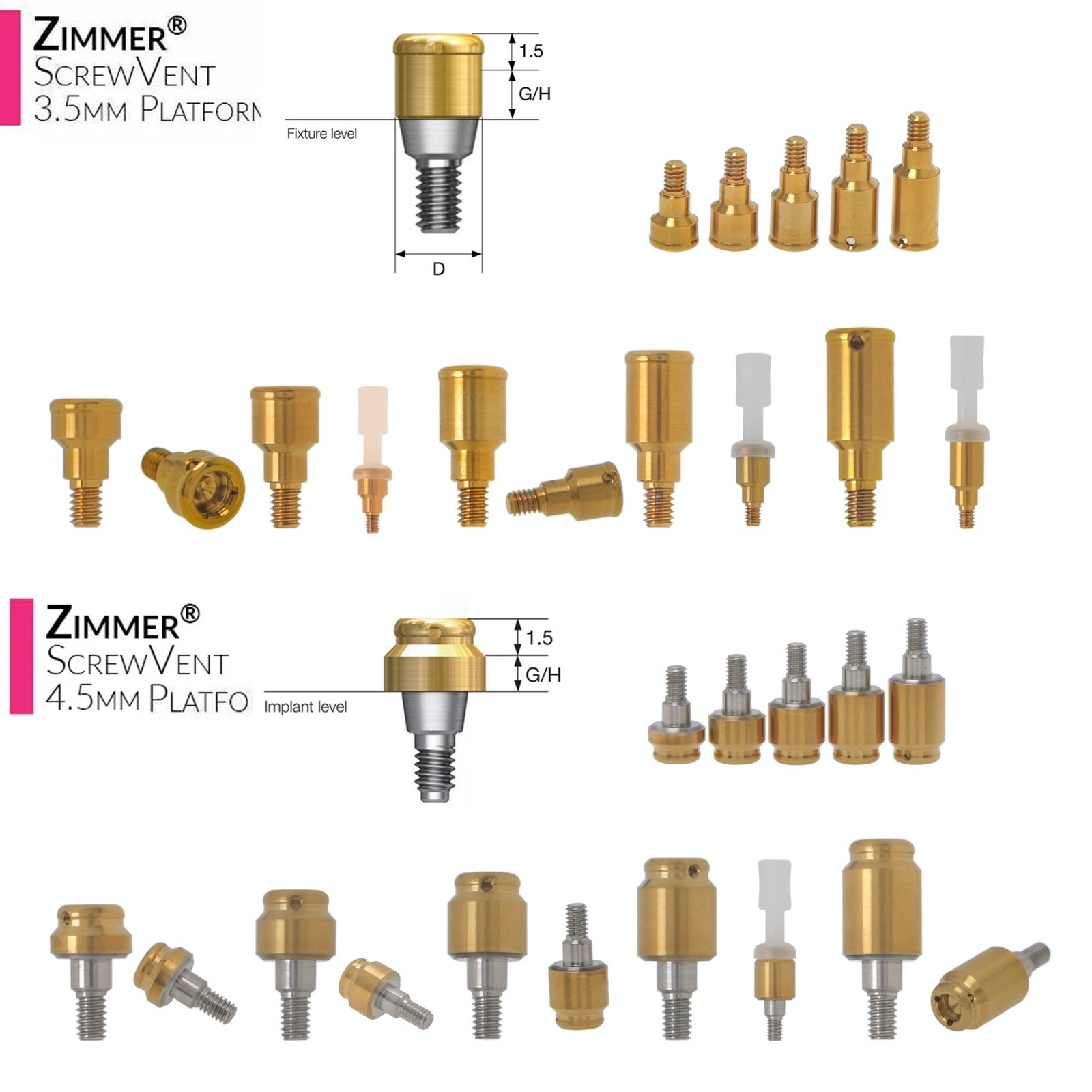 Dental Overdenture Locator Abutment Fit Zimmer/Adin/Mis Internal Hex 3.5mm/4.5mm