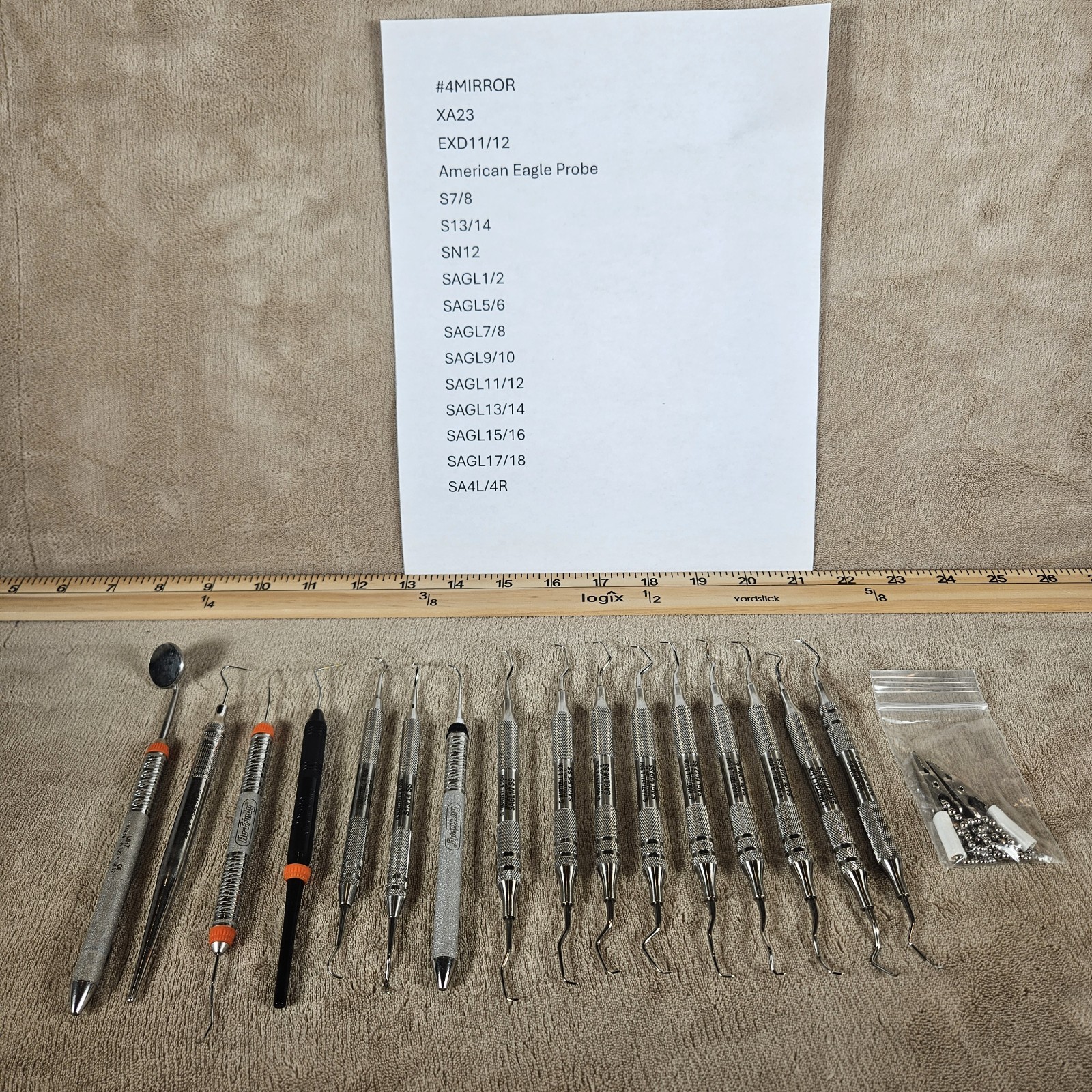 Dental Hygiene Instruments Lot of 16 Plus Bib Clip