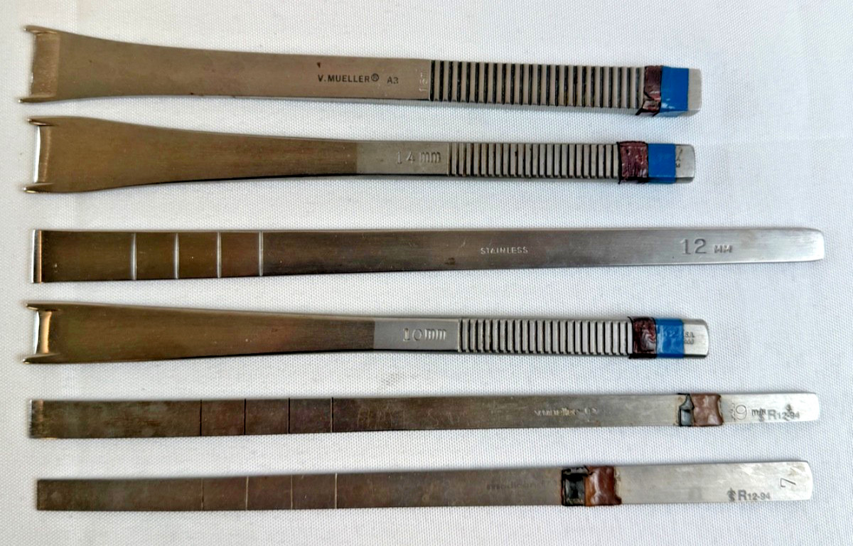 Set of 6 V. Mueller Straight Osteotomes 16 14 12 10 9 & 7mm ENT Orthopedics