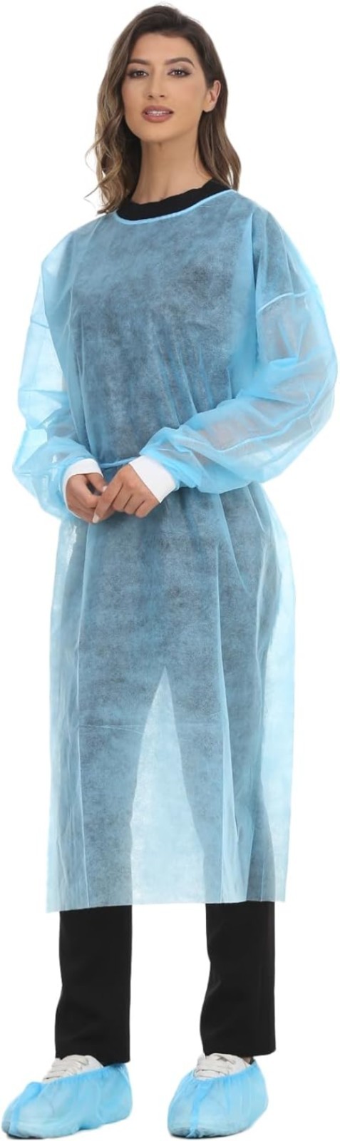 Versatile Disposable Gowns for Safety – Long Sleeve, 100% Polypropylene, 15 Pack