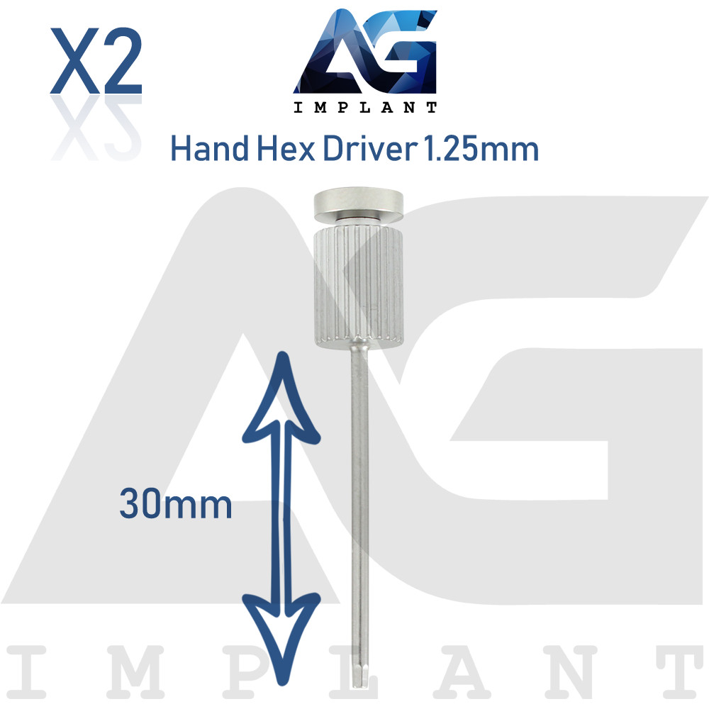 2 Hand 30mm Hex Driver 1.25mm Manual Screwdriver Abutment Tool Dental