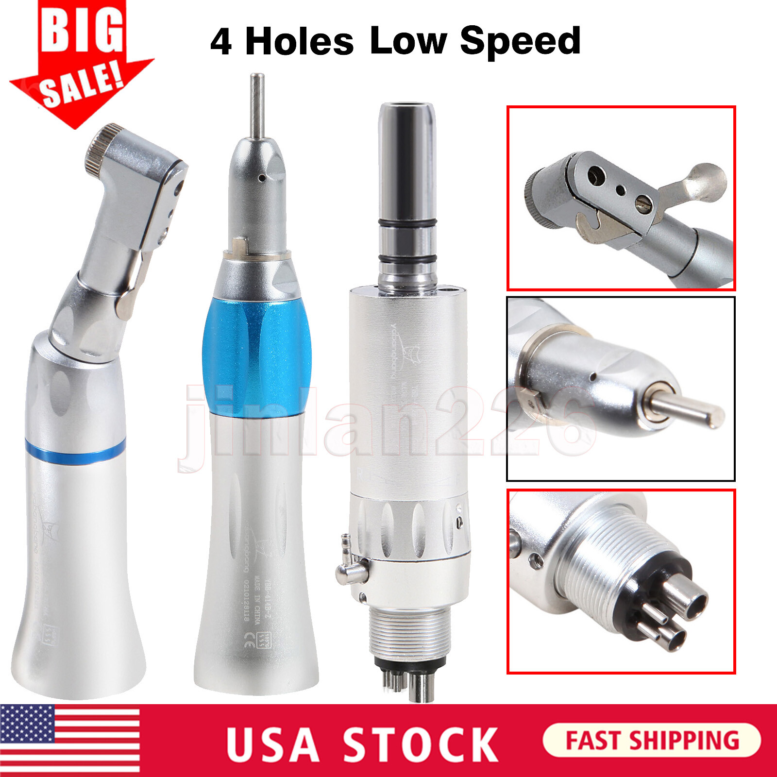 NSK Style Dental Contra Angle Straight Air Motor 2/4H Slow Speed Handpiece FAST