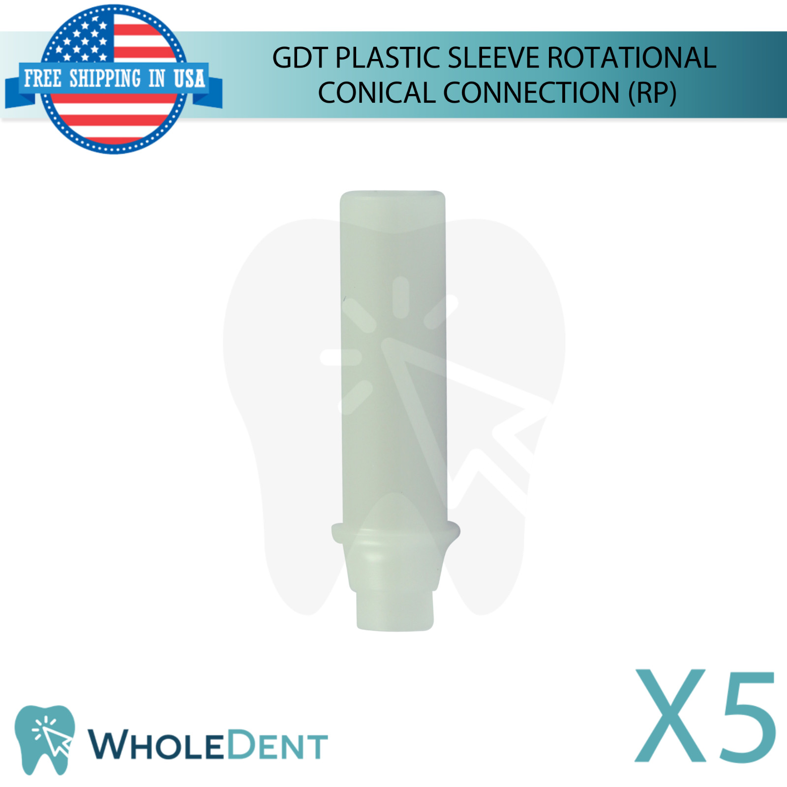 5X GDT Plastic Sleeve Rotational Conical Hex System Regular Platform Ø4.3mm