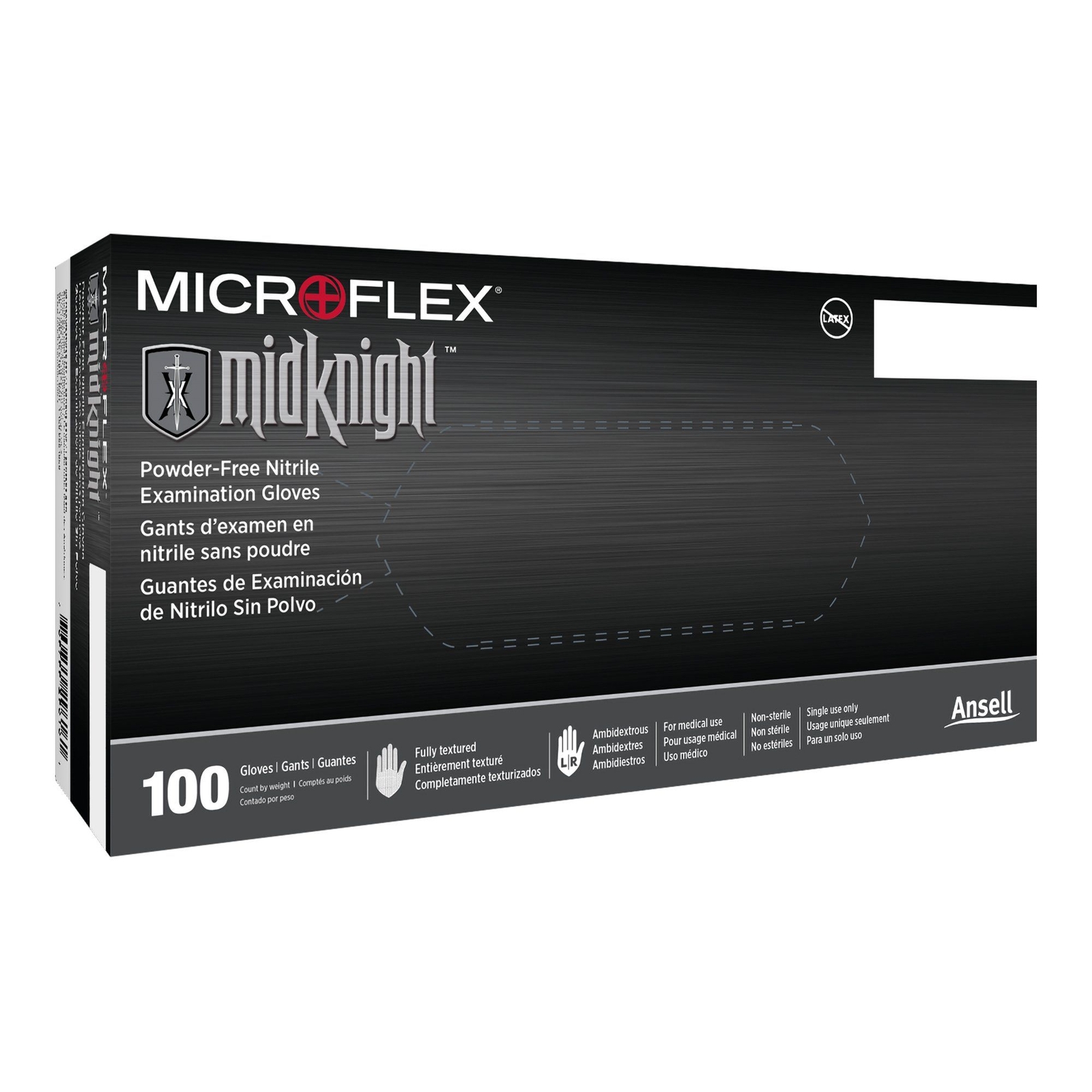 Microflex Midknight Nitrile Exam Glove, Small, Black (CS/10)