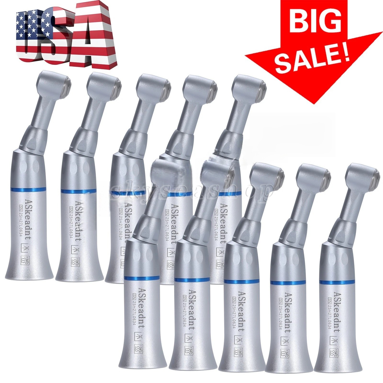 10 ASkeadnt Dental Low Speed Handpiece Contra Angle Push Button E-type Connector