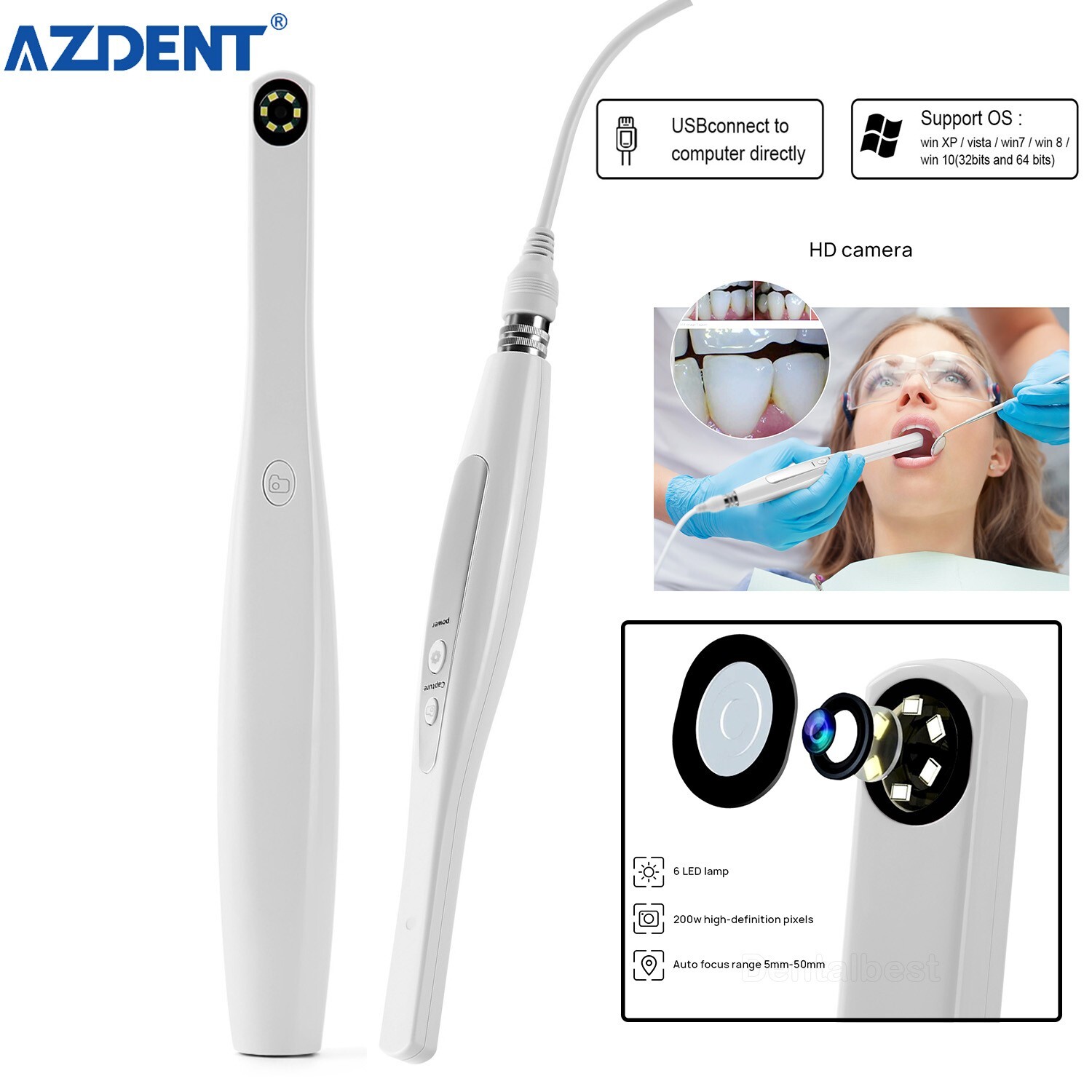 Dental Intraoral Camera Digital USB Imaging Auto-focus Intra Oral 6 LED Light US