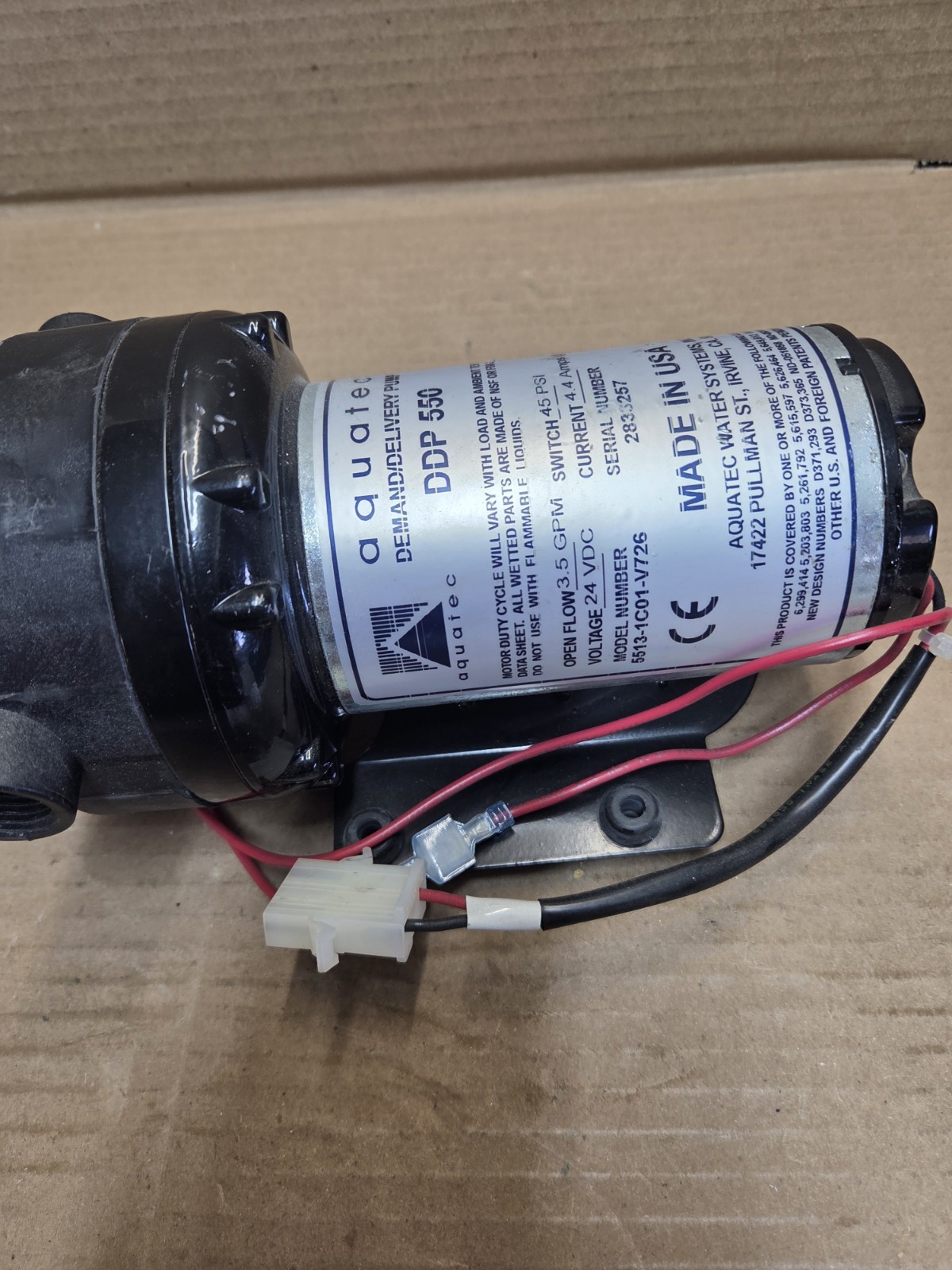 AQUATEC DDP 550 DEMAND/DELIVERY PUMP, 24V DC, 3.5GPM, 50PSI, 78399-998, NEW