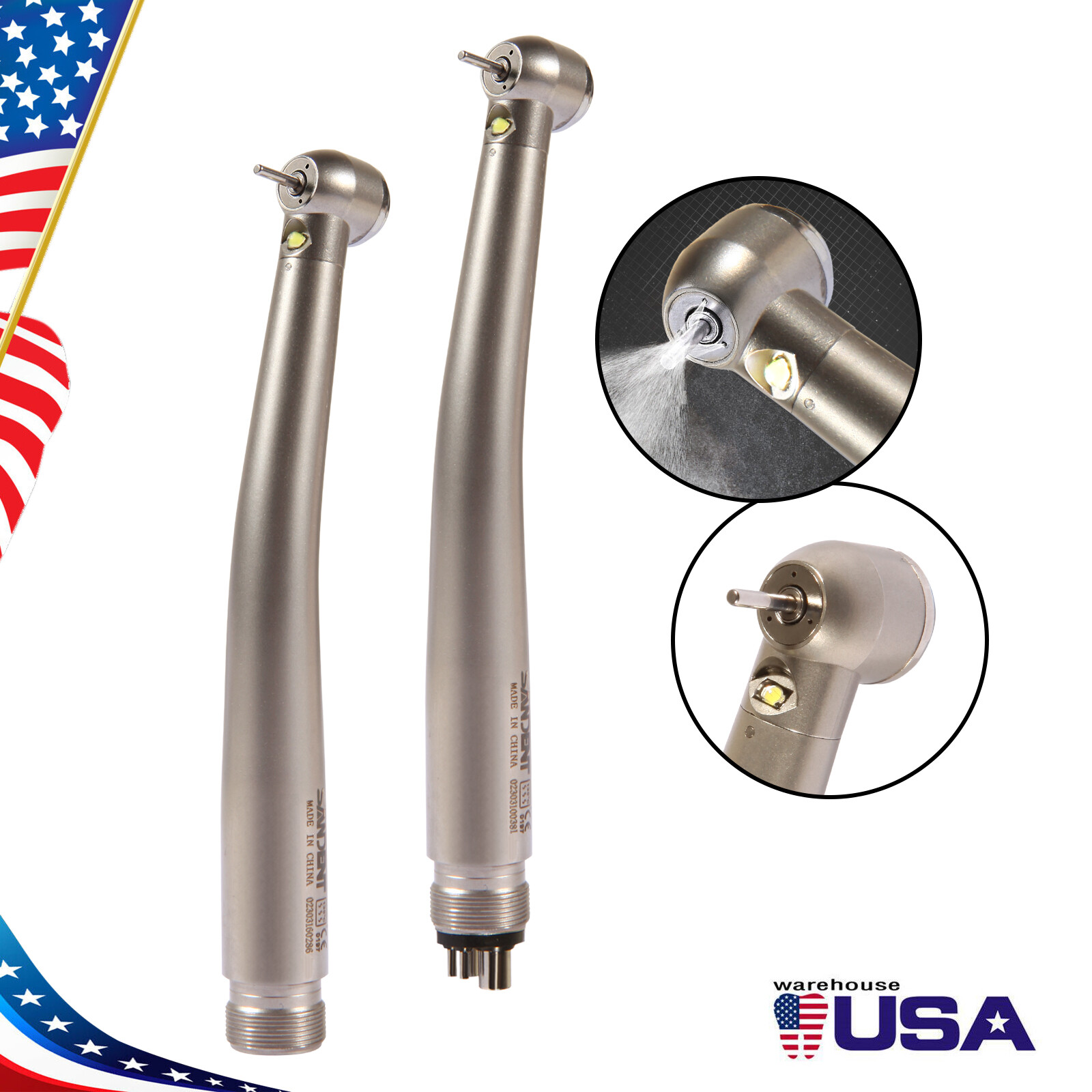Dental High Speed E generator LED Handpiece Air Turbine Steel Bearings 2 4 Hole