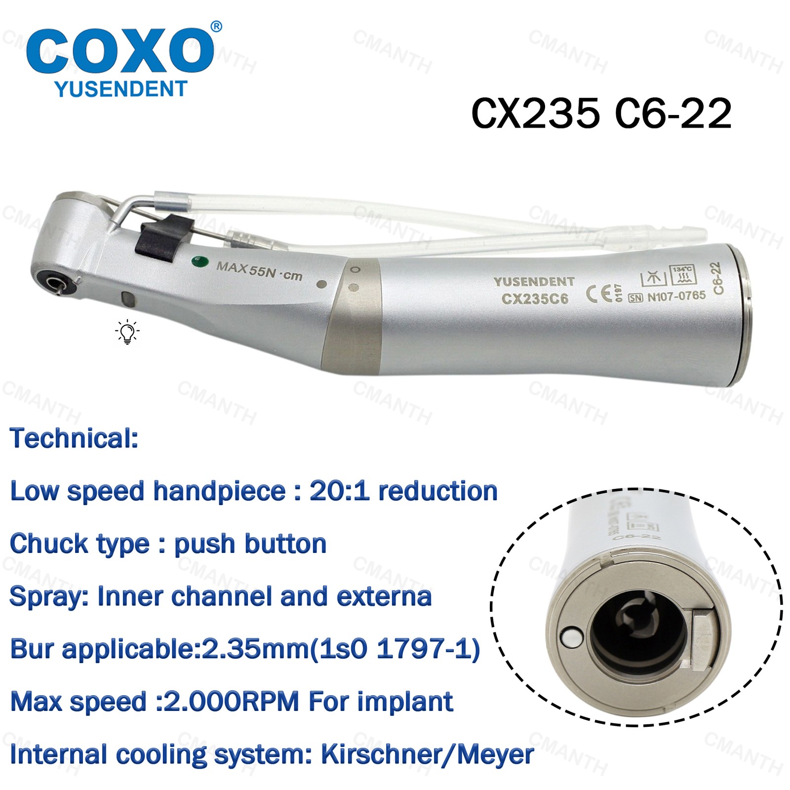 COXO Dental 20:1 Reduction Handpiece Implant Surgery Handpiece Contra Angle